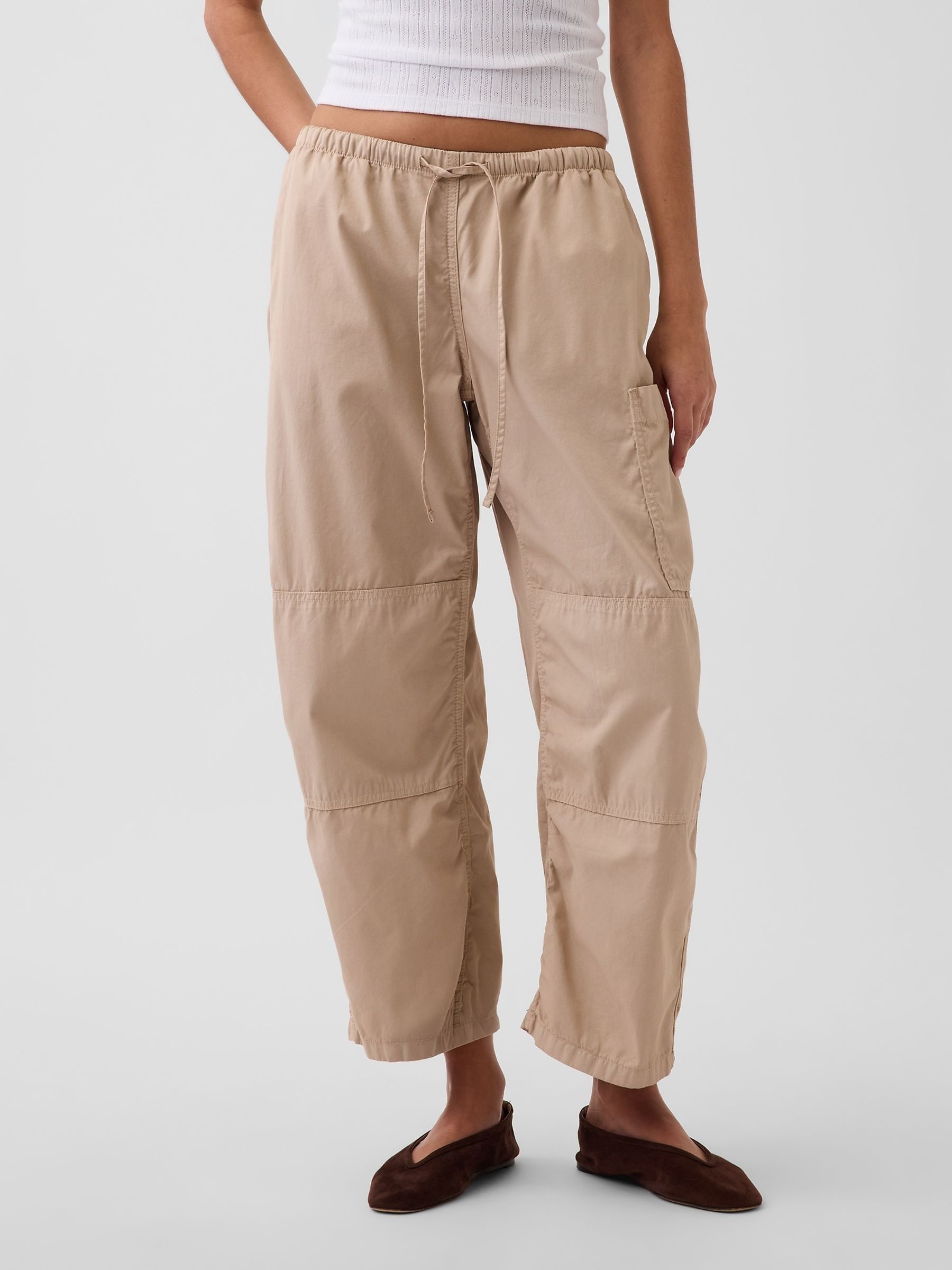 Beige Mid Rise Twill Easy Barrel Utility Trousers - Image 1 of 5
