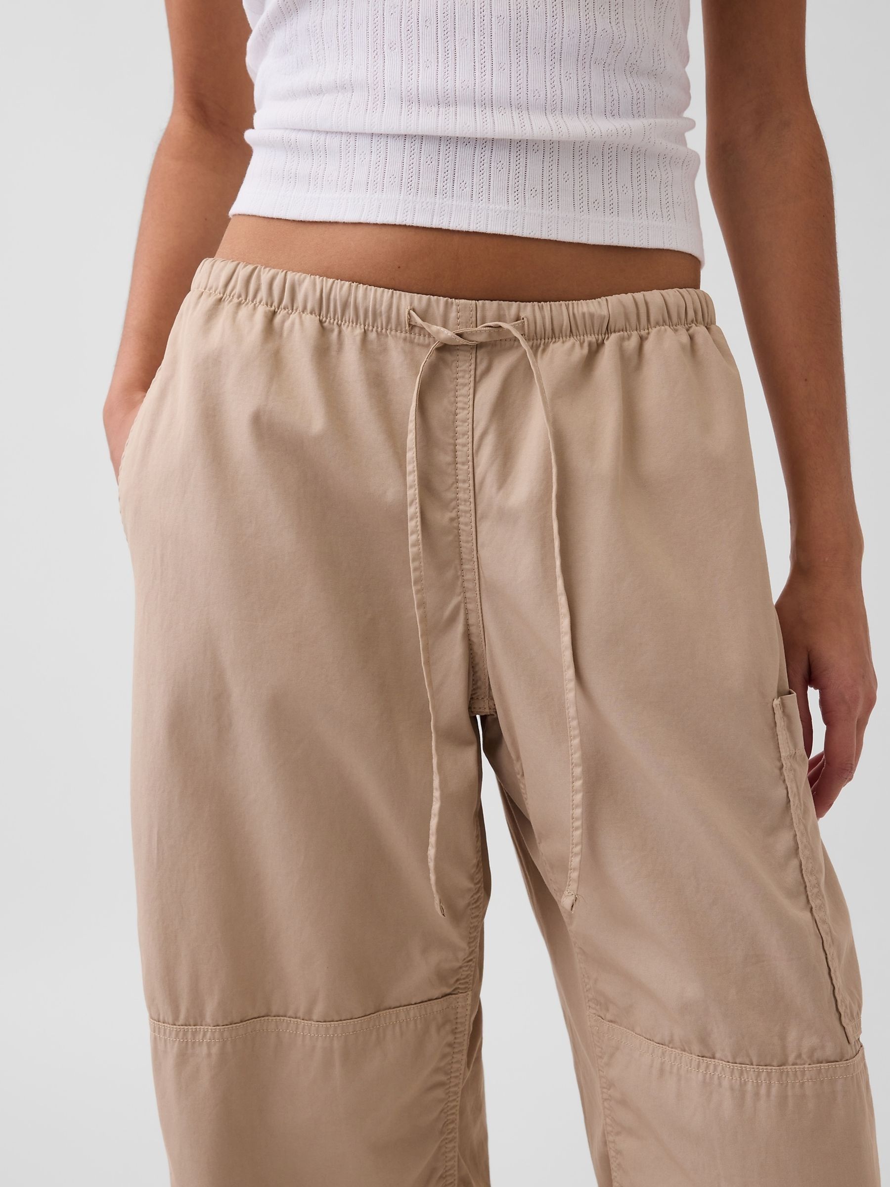 Beige Mid Rise Twill Easy Barrel Utility Trousers - Image 5 of 5 Beige Mid Rise Twill Easy Barrel Utility Trousers - Image 5 of 5