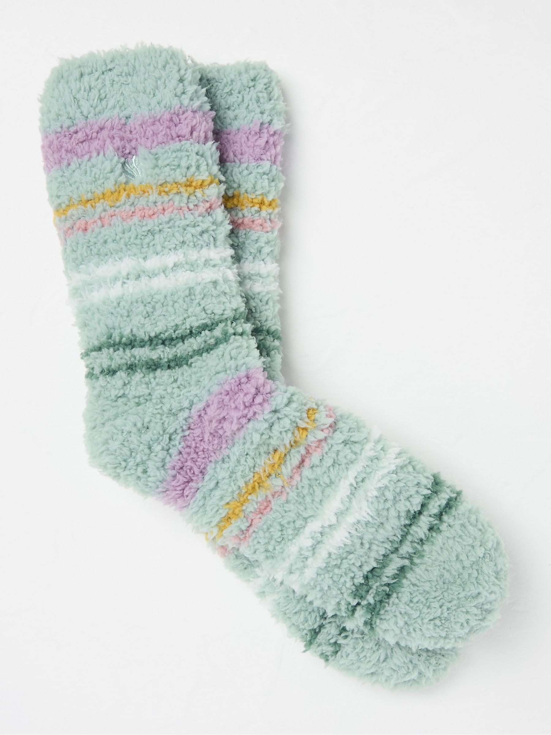 Green Fluffy Stripe Socks - Image 1 of 2