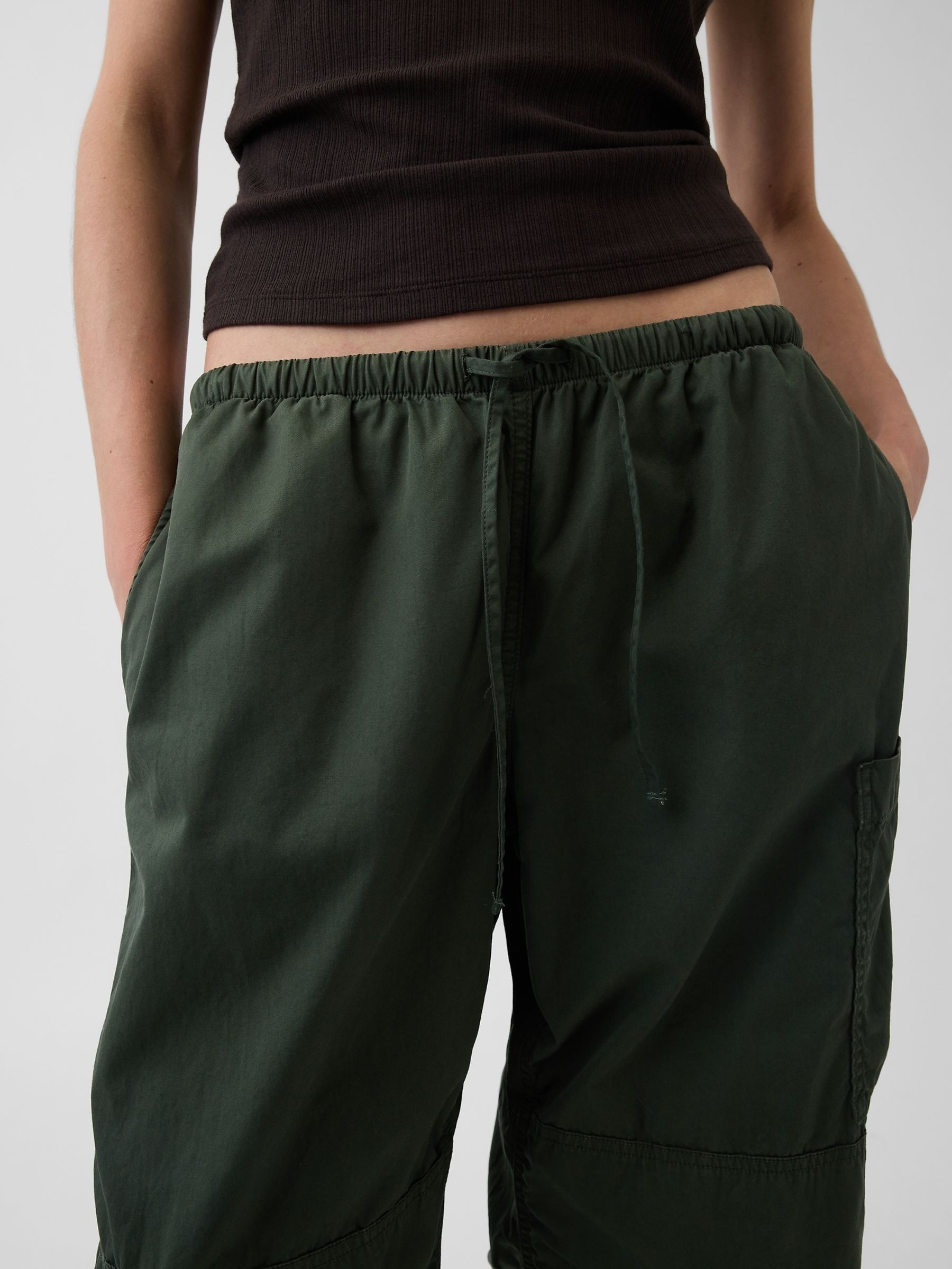 Green Mid Rise Twill Easy Barrel Utility Trousers - Image 5 of 5