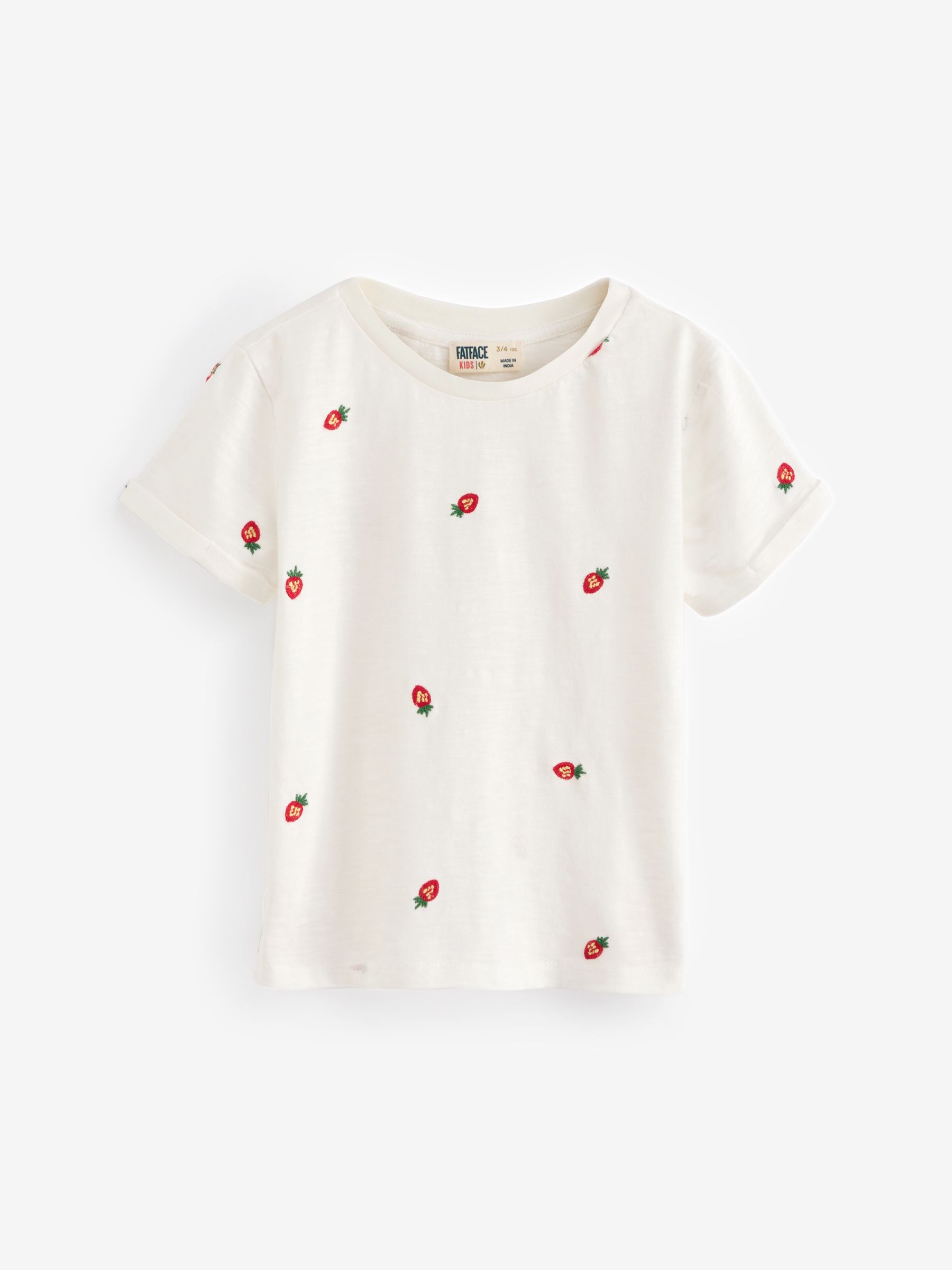 White Fruit Emb 100% Cotton T-Shirt - Image 1 of 4