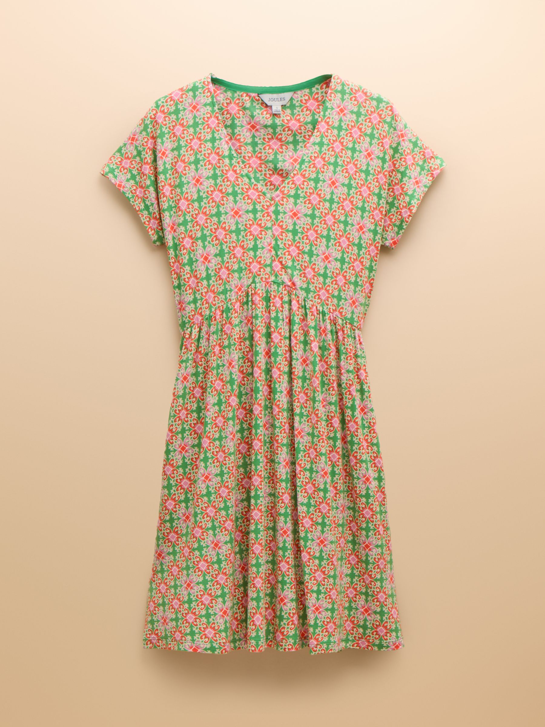 Nia Pink/Green Jersey V-Neck Dress - Image 6 of 6