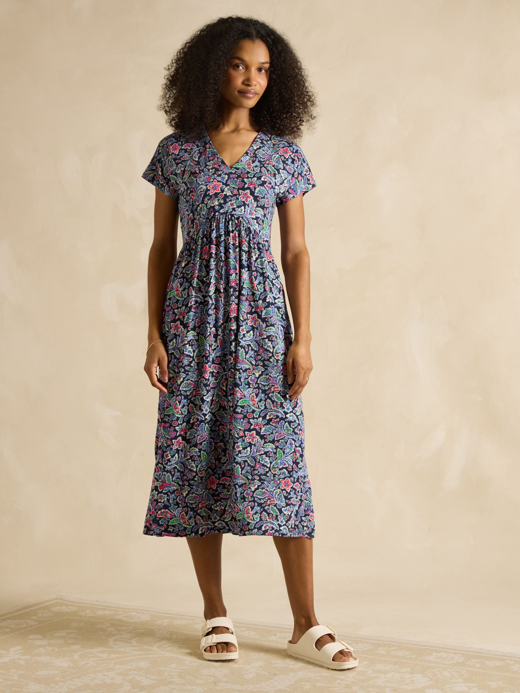 Nia Navy V-Neck Dress - Image 1 of 7