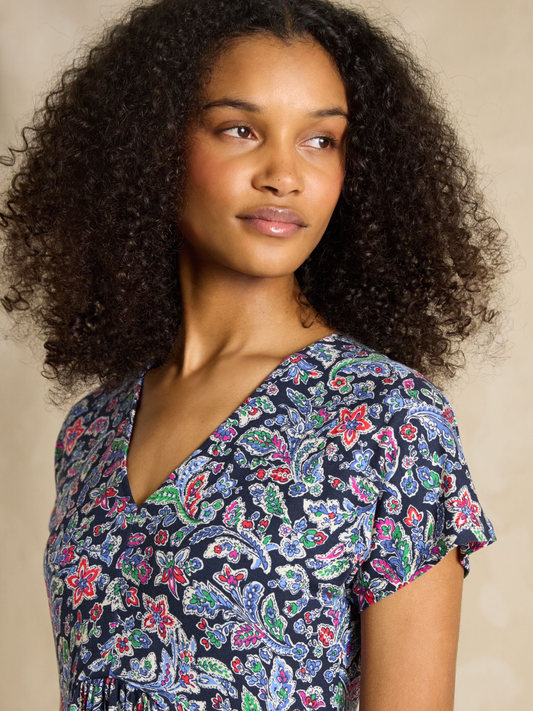 Nia Navy V-Neck Dress - Image 4 of 7
