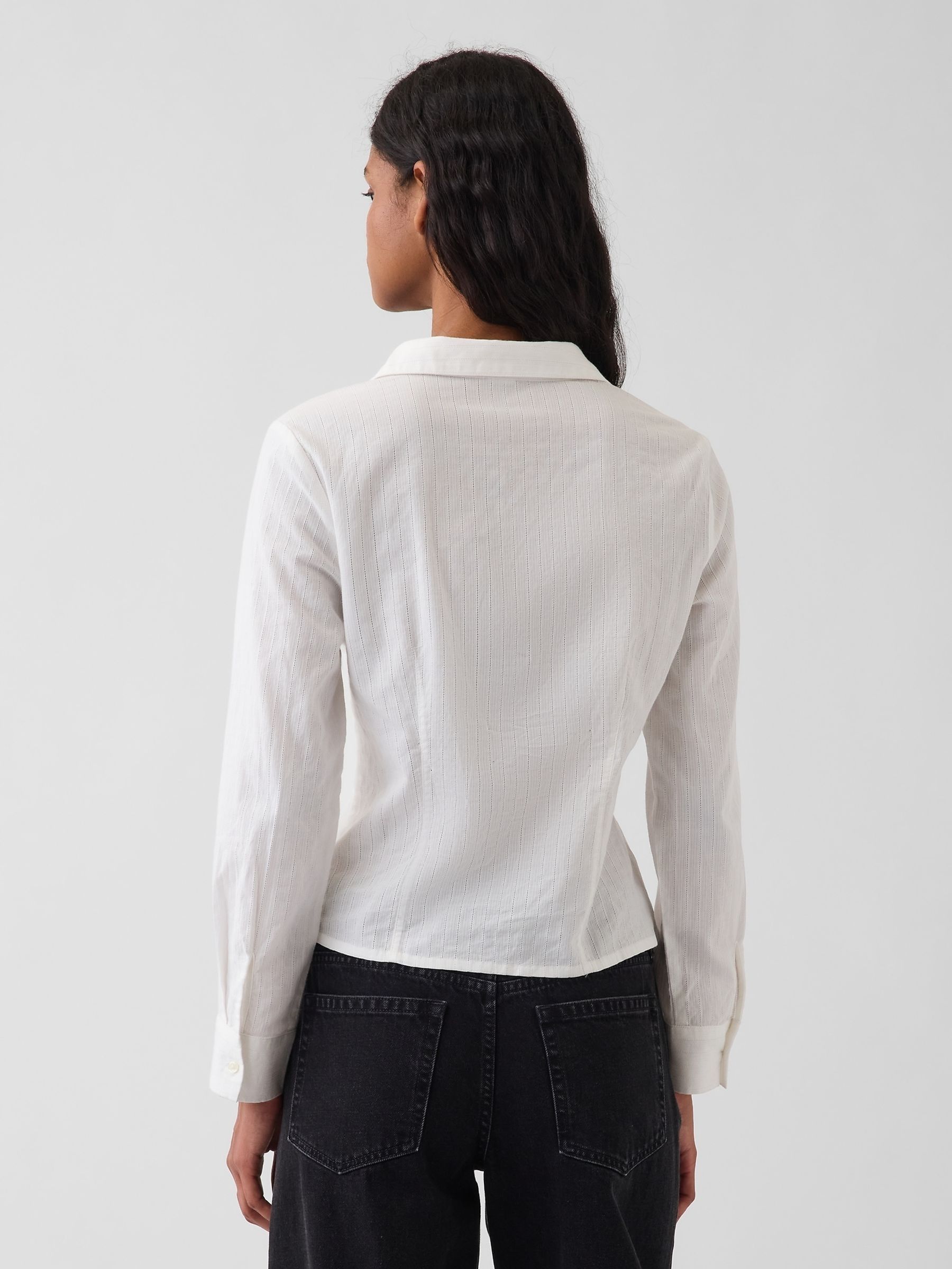 White Textured Dobby Fitted Shirt - Image 2 of 4 White Textured Dobby Fitted Shirt - Image 2 of 4