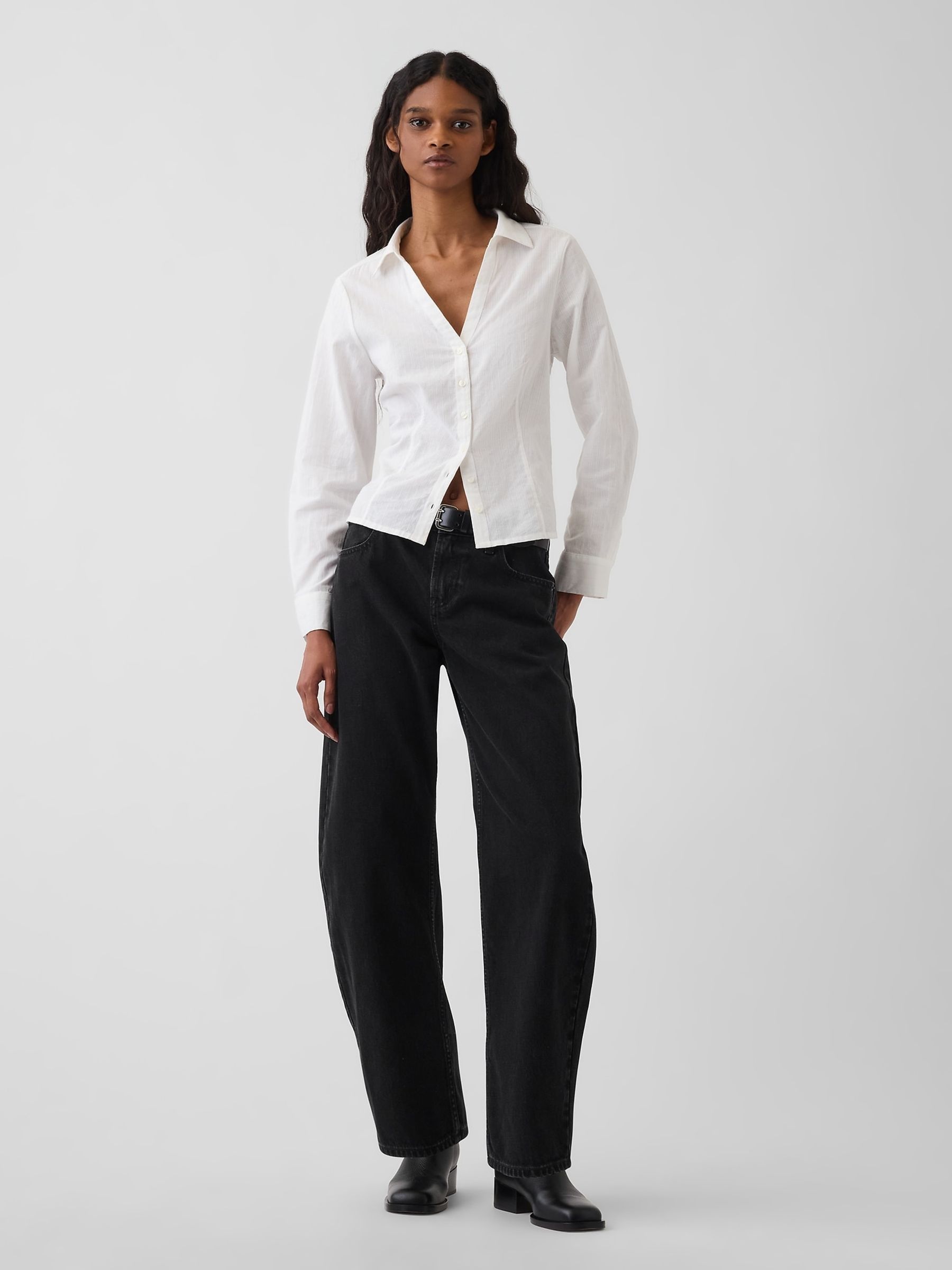 White Textured Dobby Fitted Shirt - Image 3 of 4