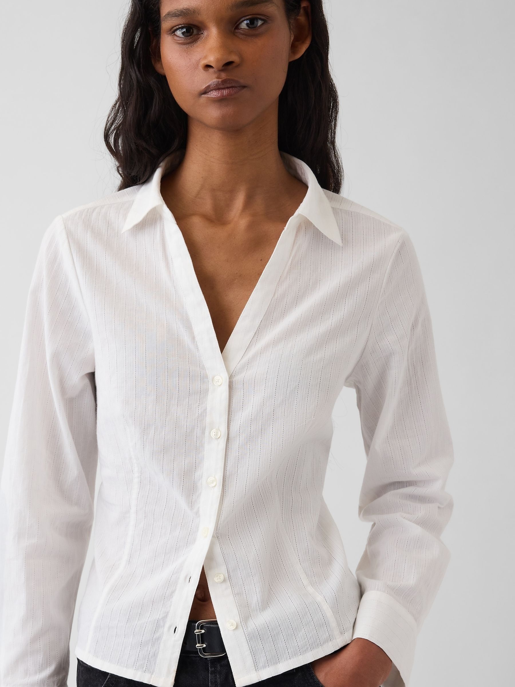 White Textured Dobby Fitted Shirt - Image 4 of 4 White Textured Dobby Fitted Shirt - Image 4 of 4