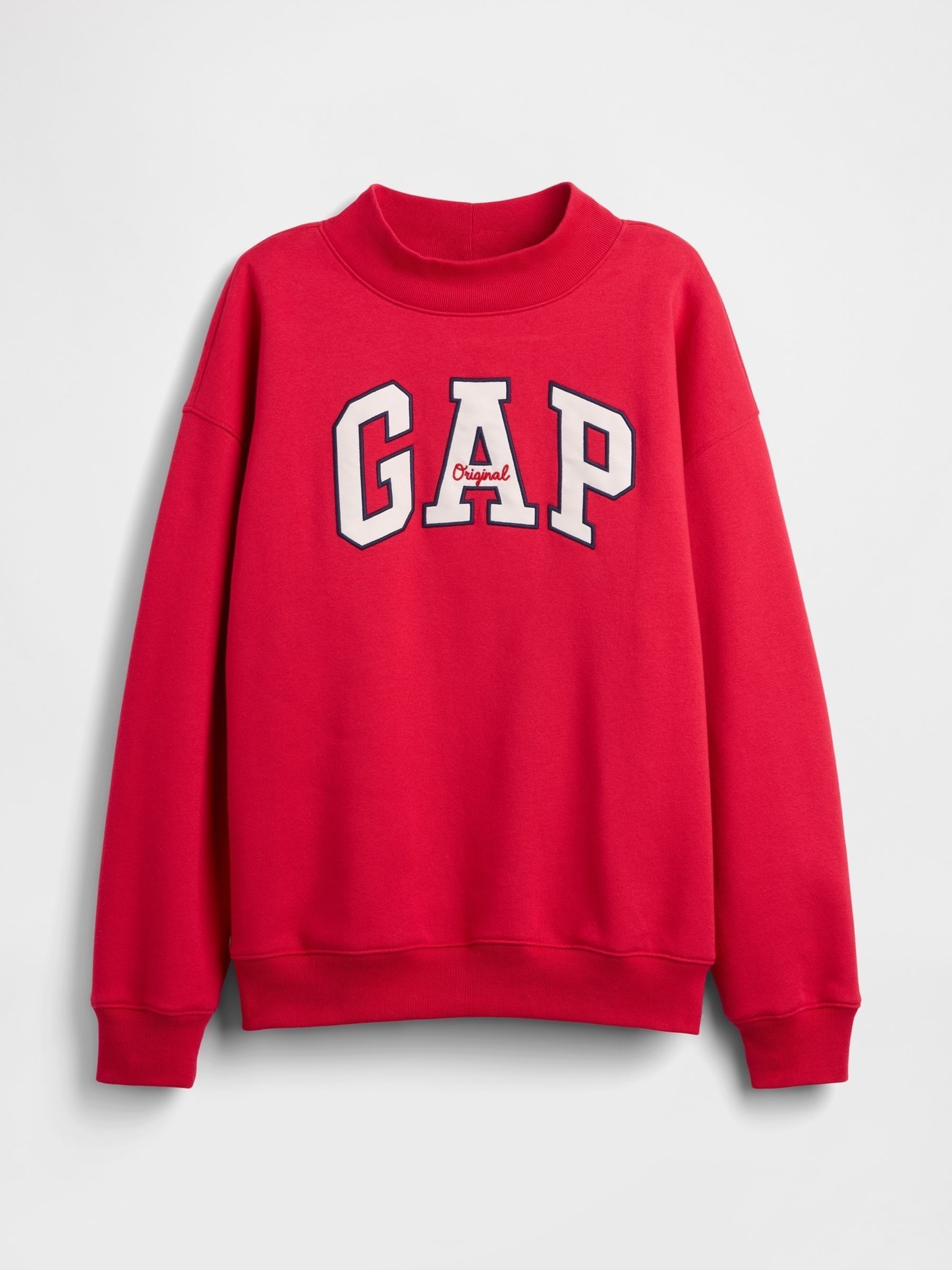 Red Oversized Logo Mock Neck Tunic Sweatshirt - Image 5 of 5