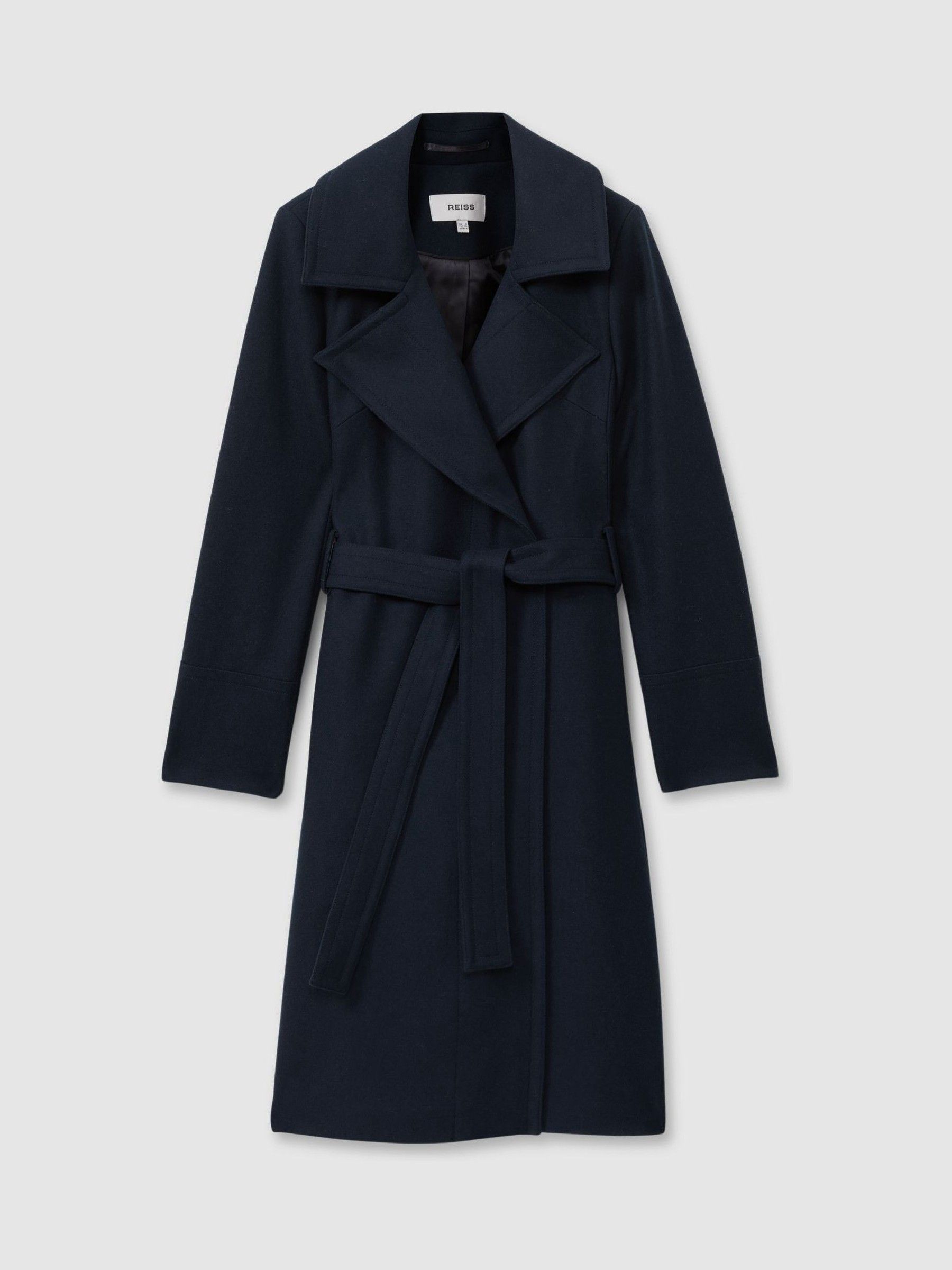 Wool Blend Belted Double Breasted Coat With Cashmere in Teal - Image 2 of 5
