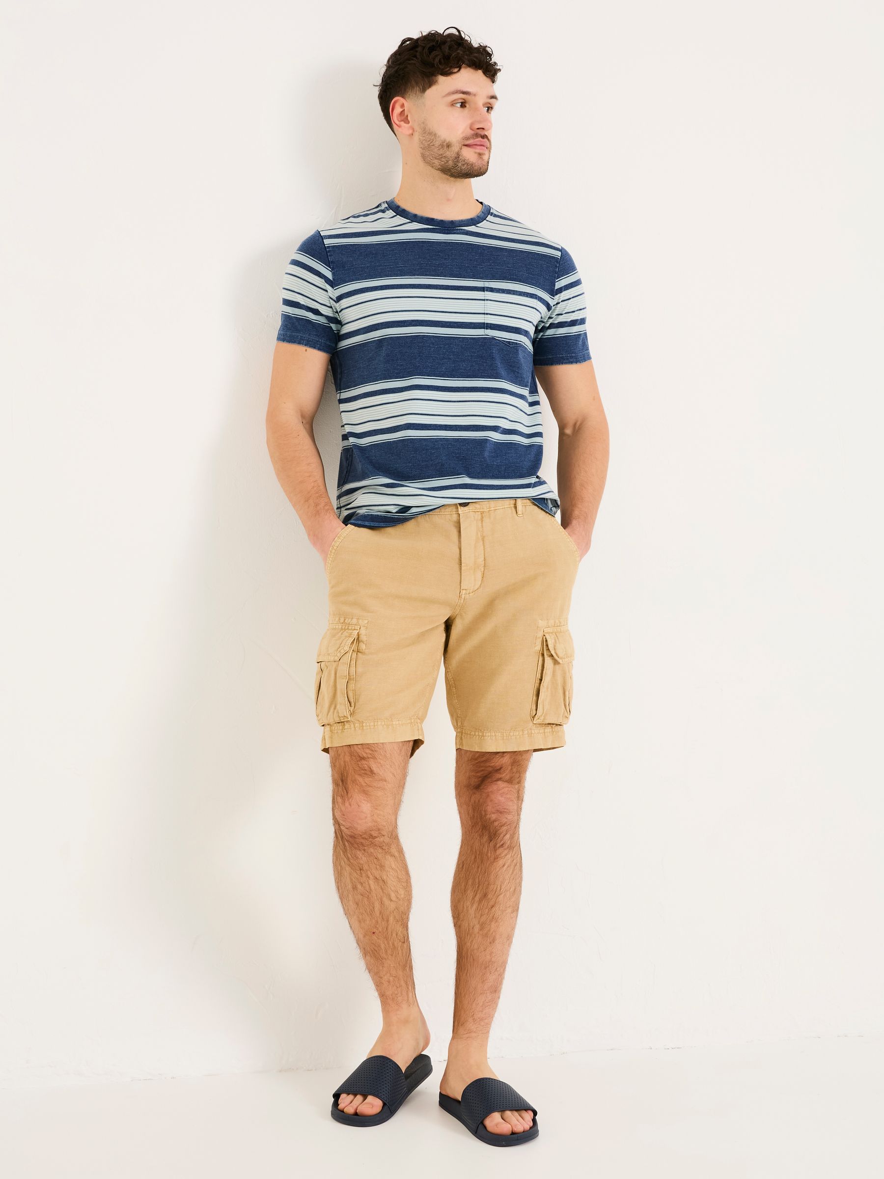 Stone Cotton Linen Cargo Shorts - Image 1 of 5