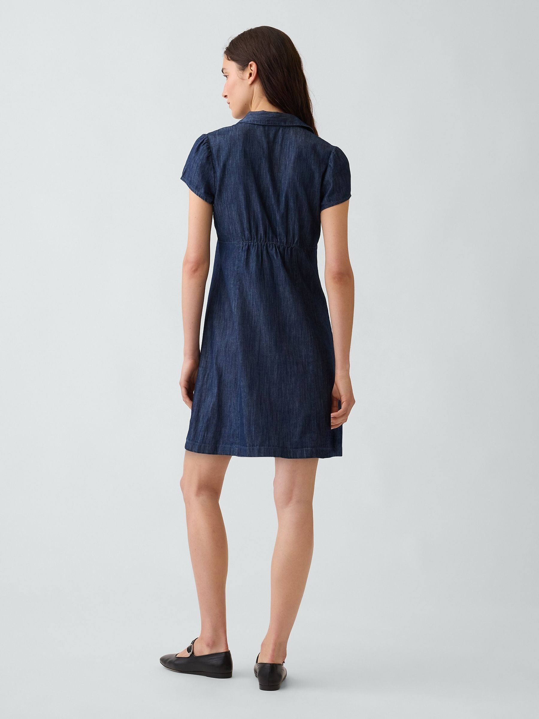 Blue Empire Elasticated Waist Mini Shirt Dress - Image 2 of 4