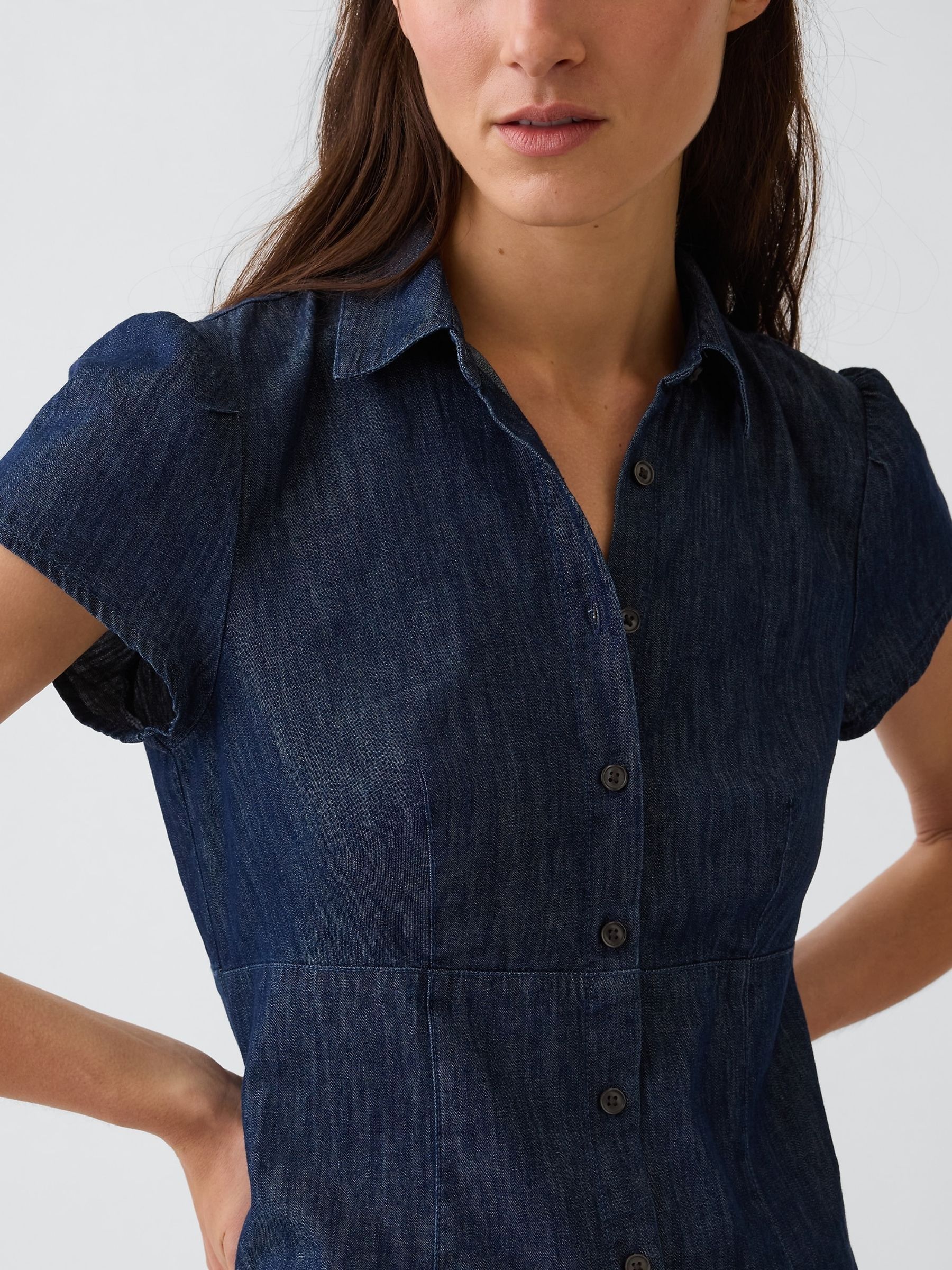 Blue Empire Elasticated Waist Mini Shirt Dress - Image 4 of 4