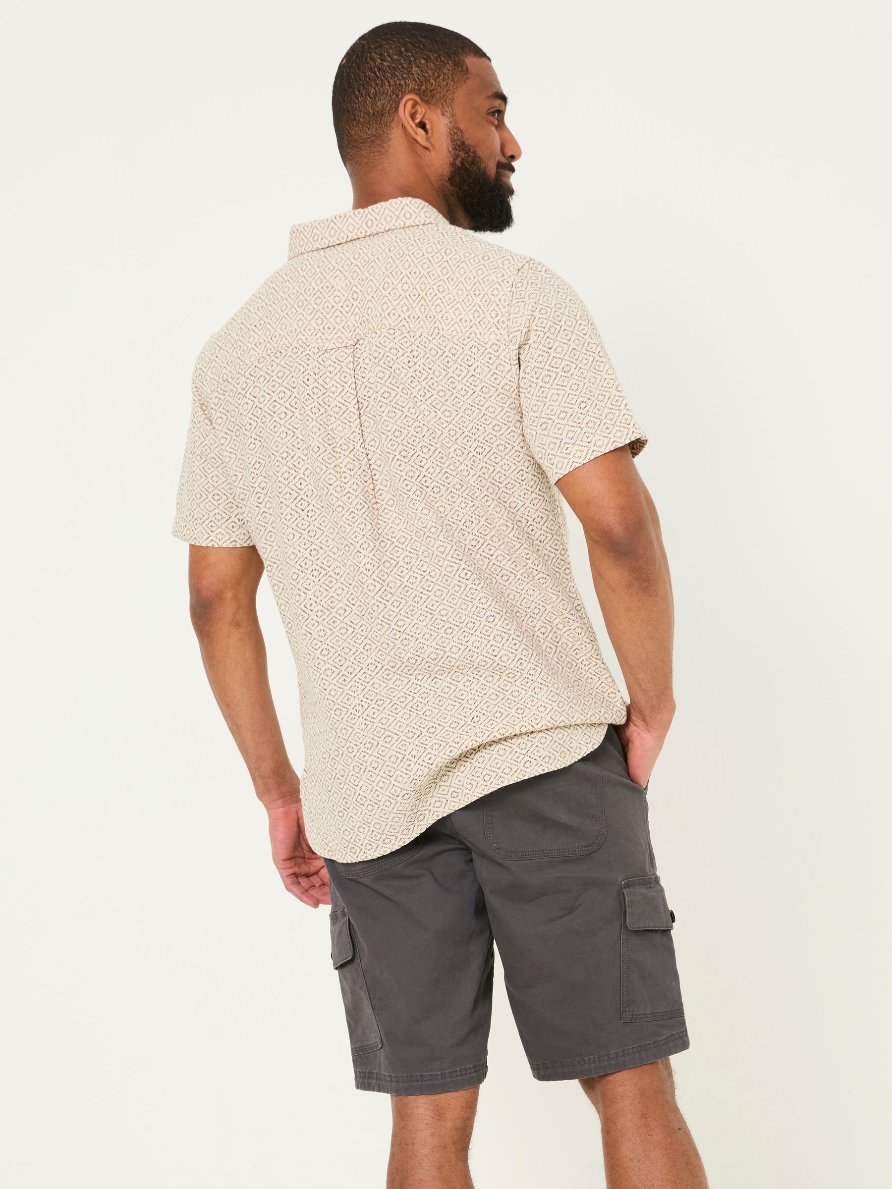 Tenby Dark Grey Pull On Cargo Shorts | FatFace
