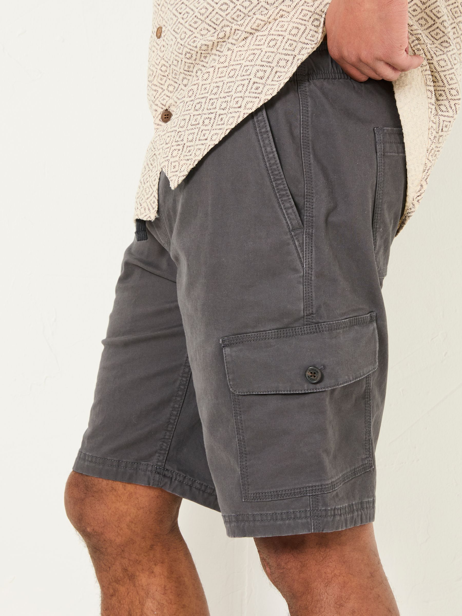 Tenby Dark Grey Pull On Cargo Shorts - Image 4 of 7