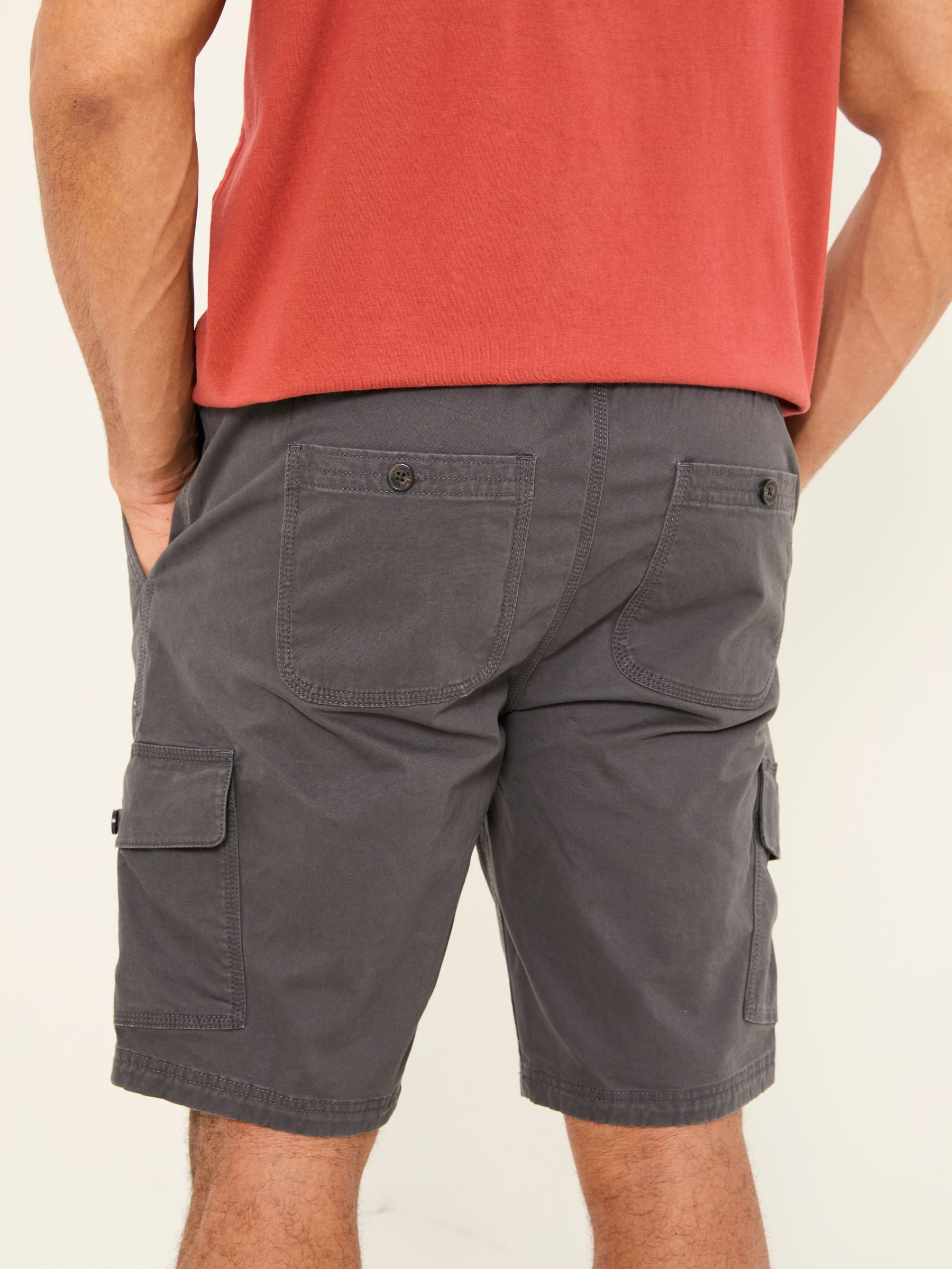 Tenby Dark Grey Pull On Cargo Shorts | FatFace USA