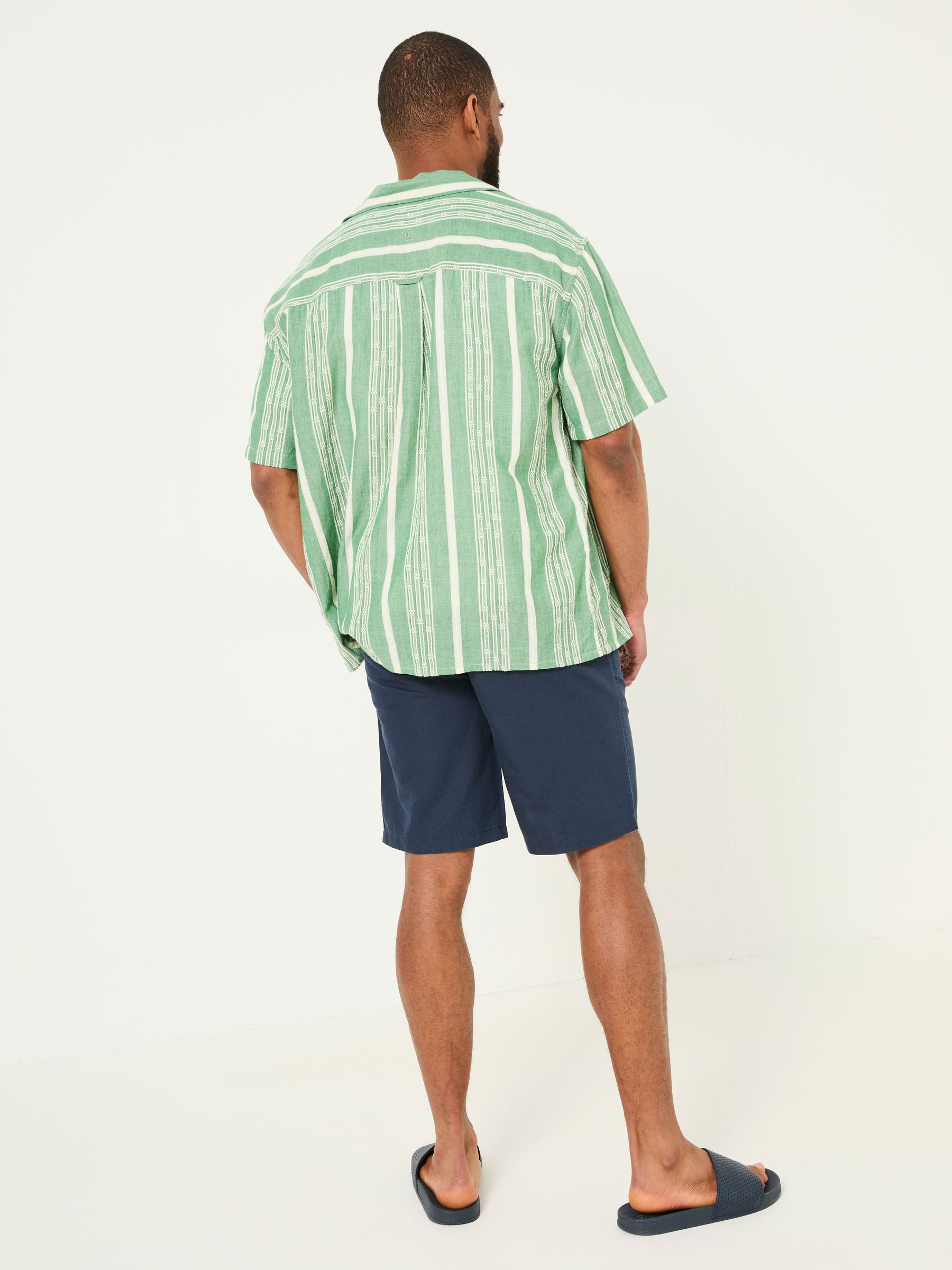 Mawes Navy Cotton Linen Chino Shorts - Image 2 of 7