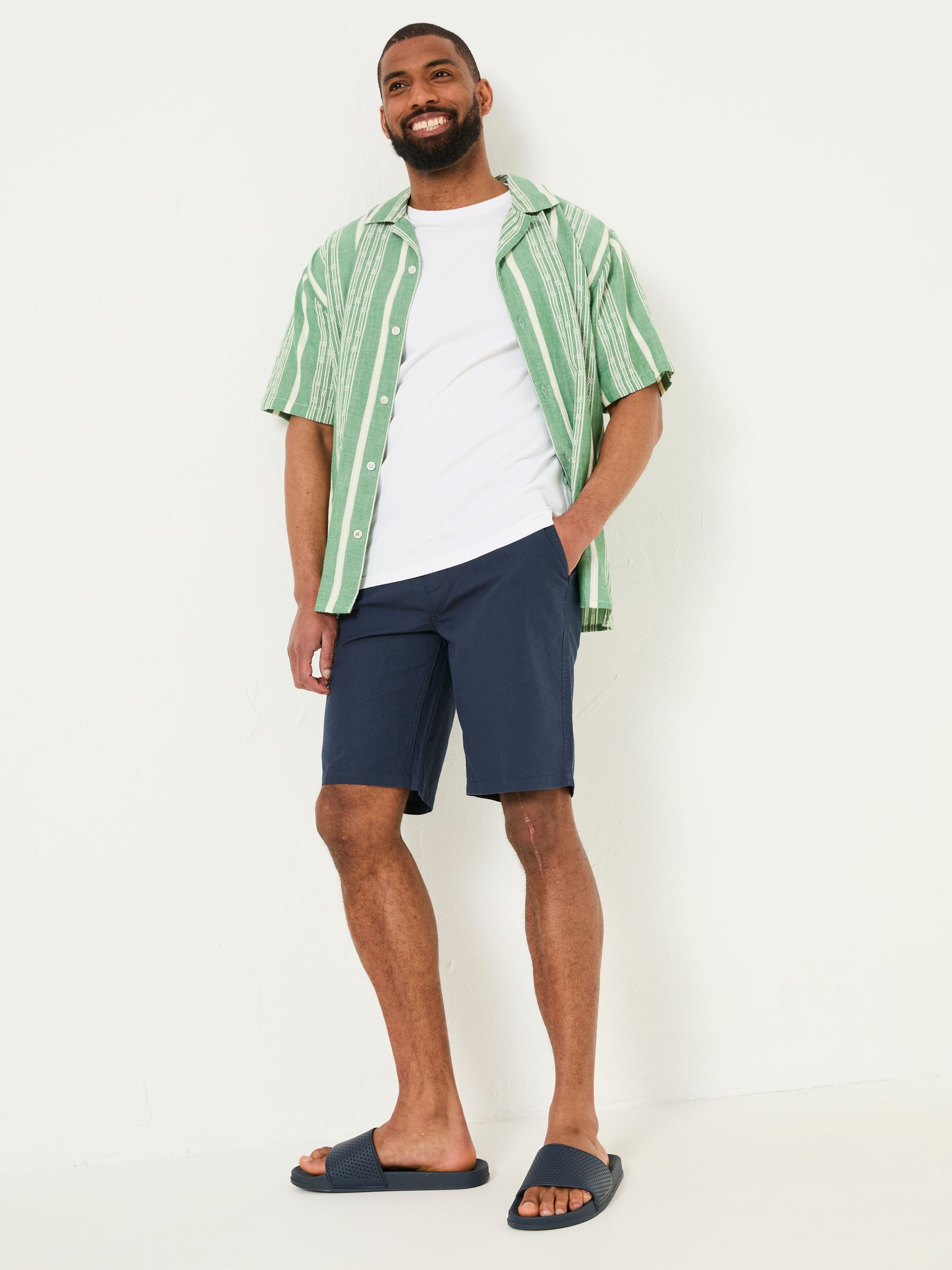 Mawes Navy Cotton Linen Chino Shorts - Image 4 of 7