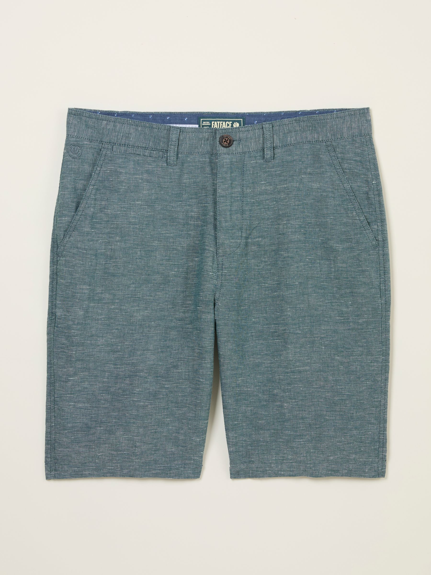 Mawes Dark Teal Cotton Linen Chino Shorts - Image 5 of 7