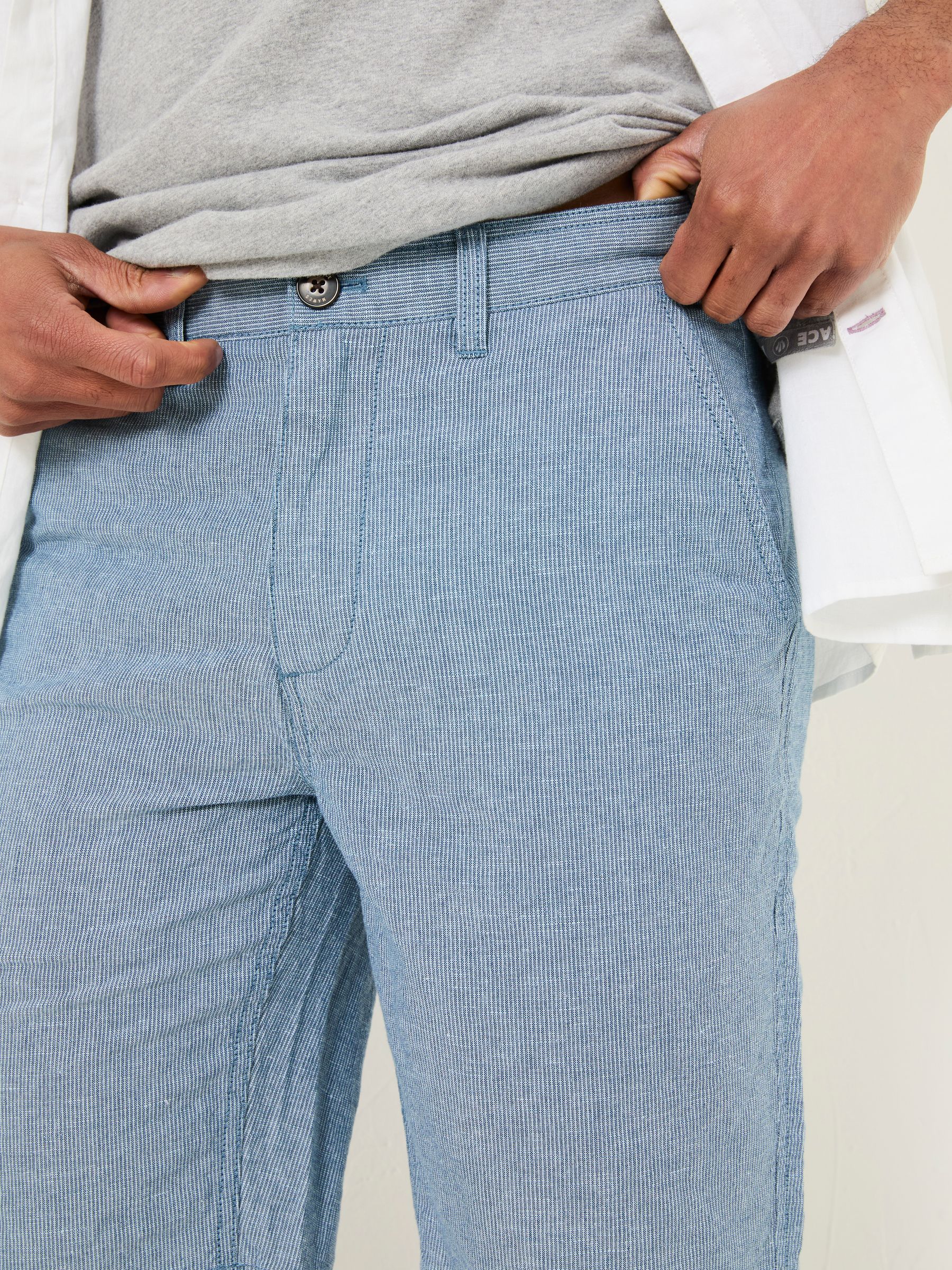 Mawes Blue Cotton Linen Chino Shorts - Image 2 of 7