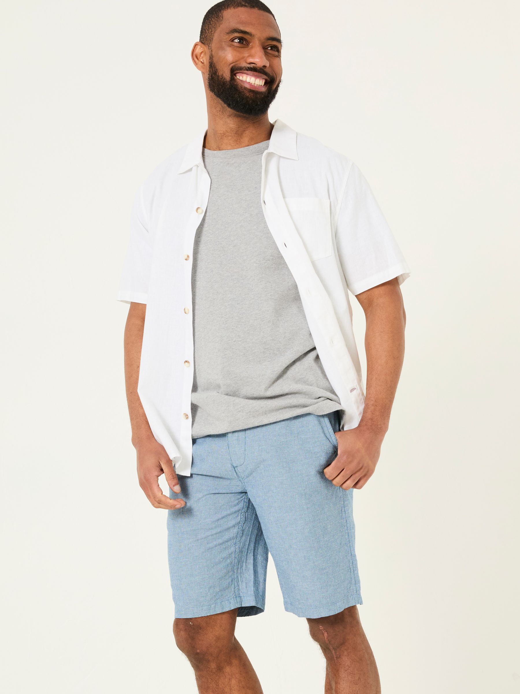 Mawes Blue Cotton Linen Chino Shorts - Image 4 of 7