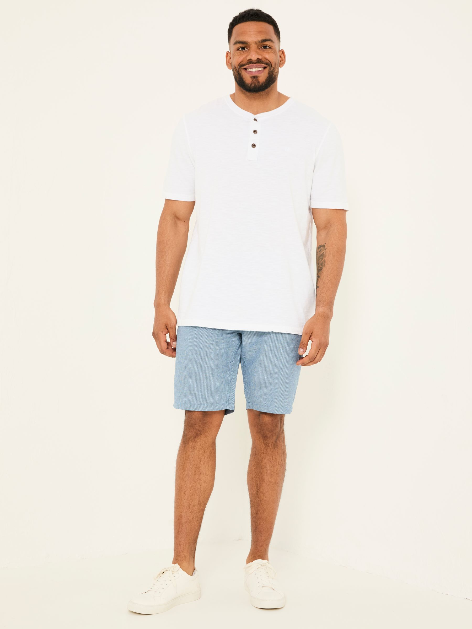 Mawes Blue Cotton Linen Chino Shorts - Image 5 of 7