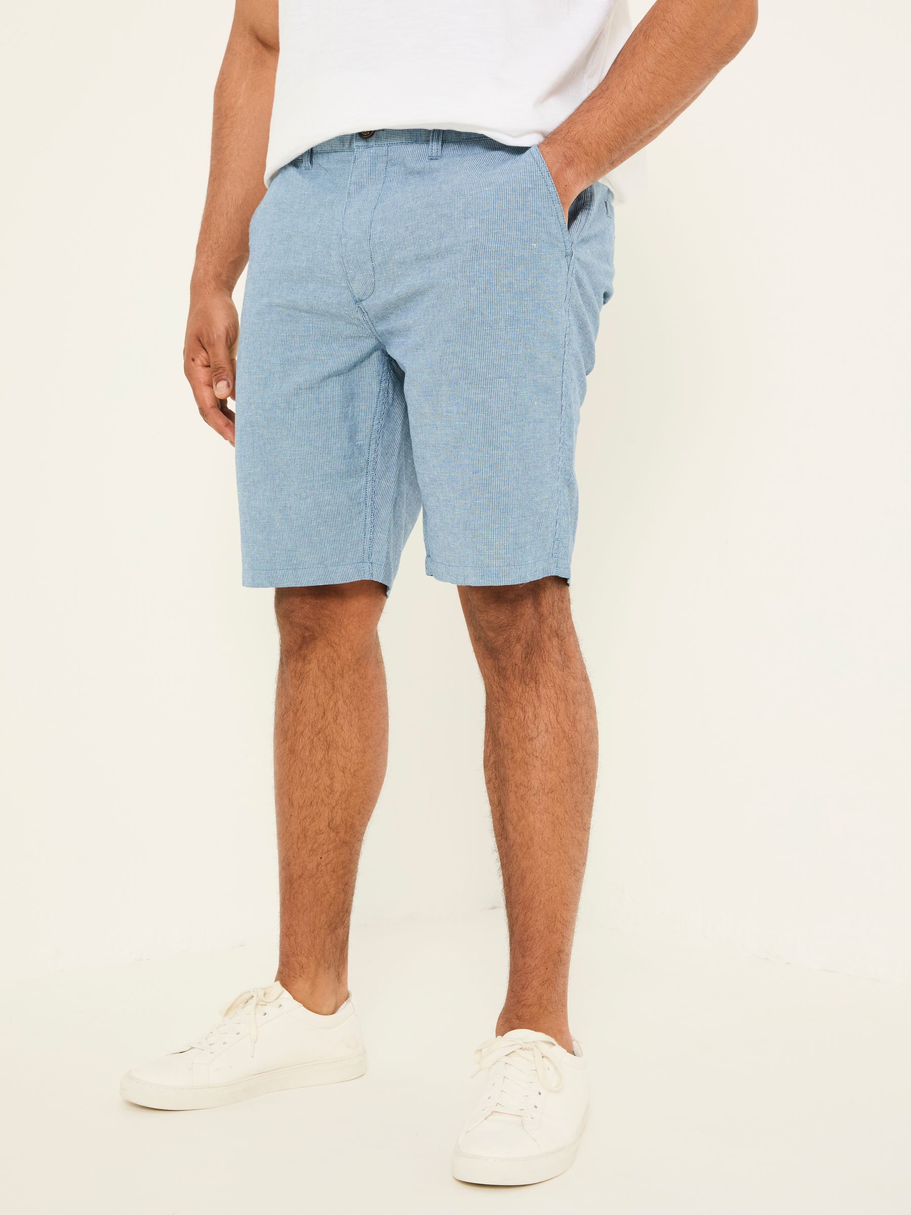 Mawes Blue Cotton Linen Chino Shorts - Image 6 of 7