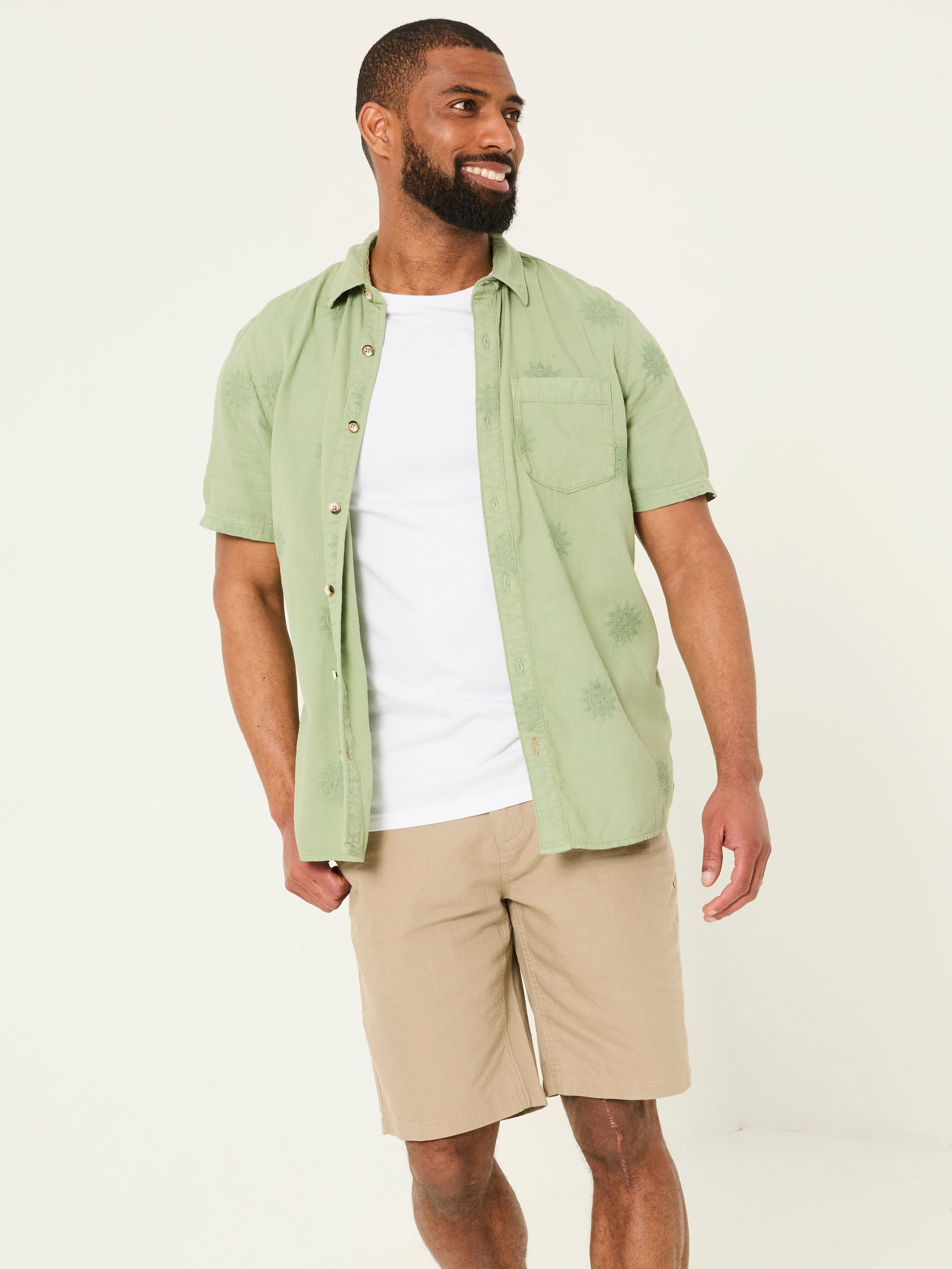Mawes Stone Cotton Linen Chino Shorts - Image 3 of 7
