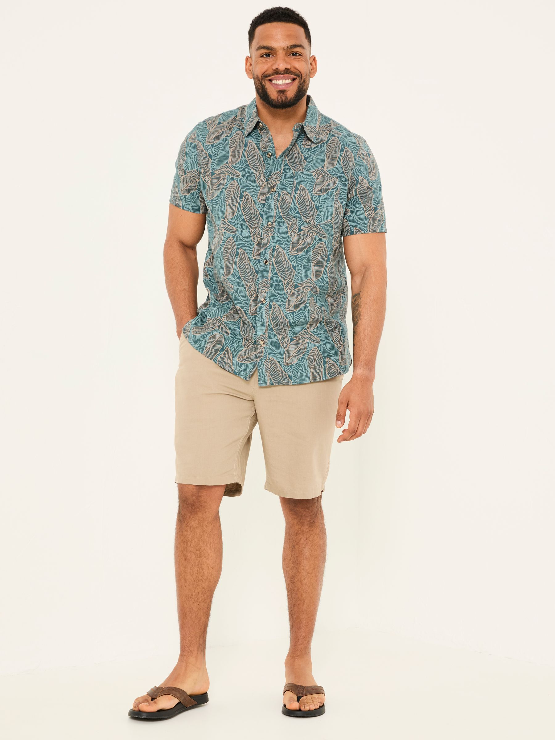 Mawes Stone Cotton Linen Chino Shorts | FatFace USA