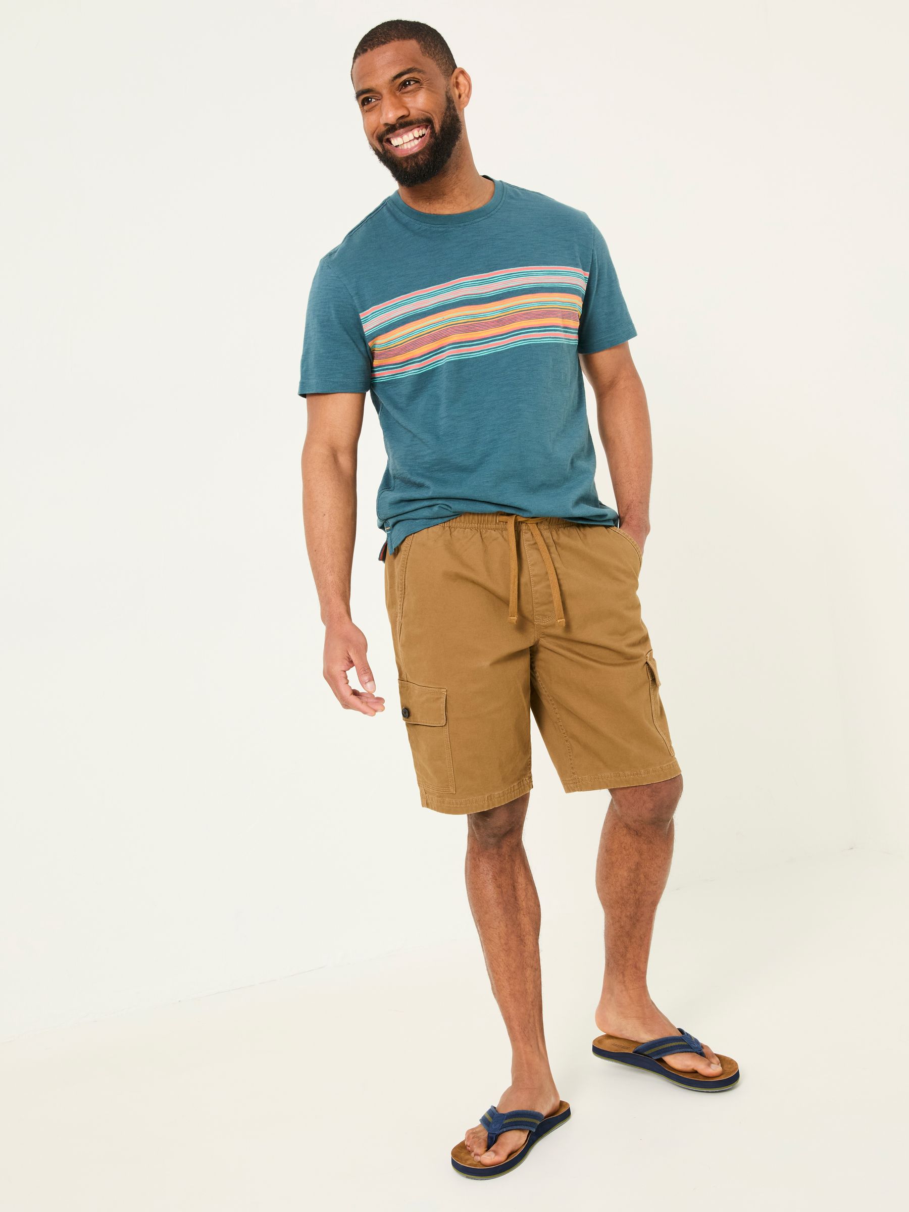 Tenby Light Brown Pull On Cargo Shorts - Image 4 of 6