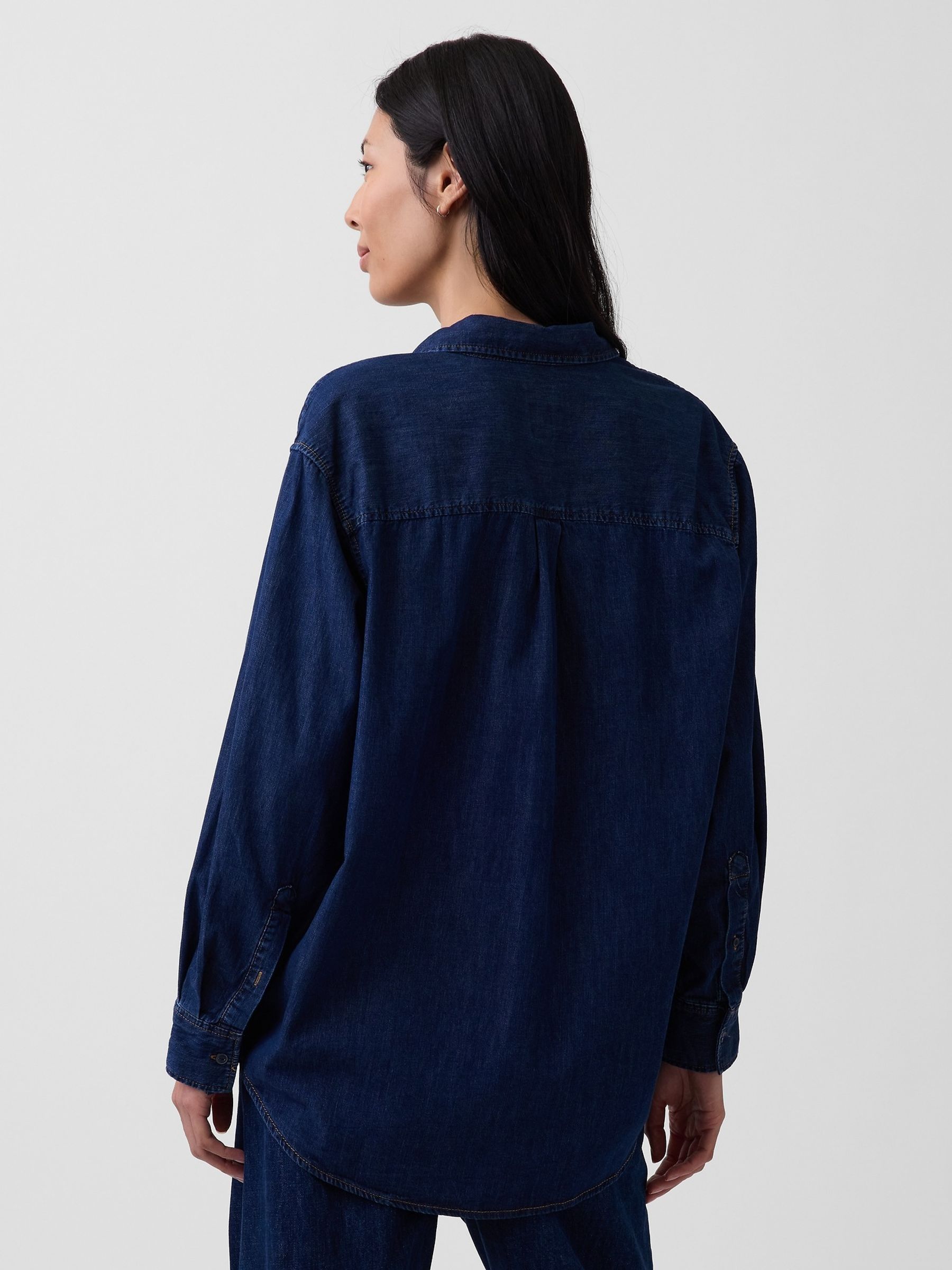 Dark Wash Denim Big Shirt - Image 2 of 4