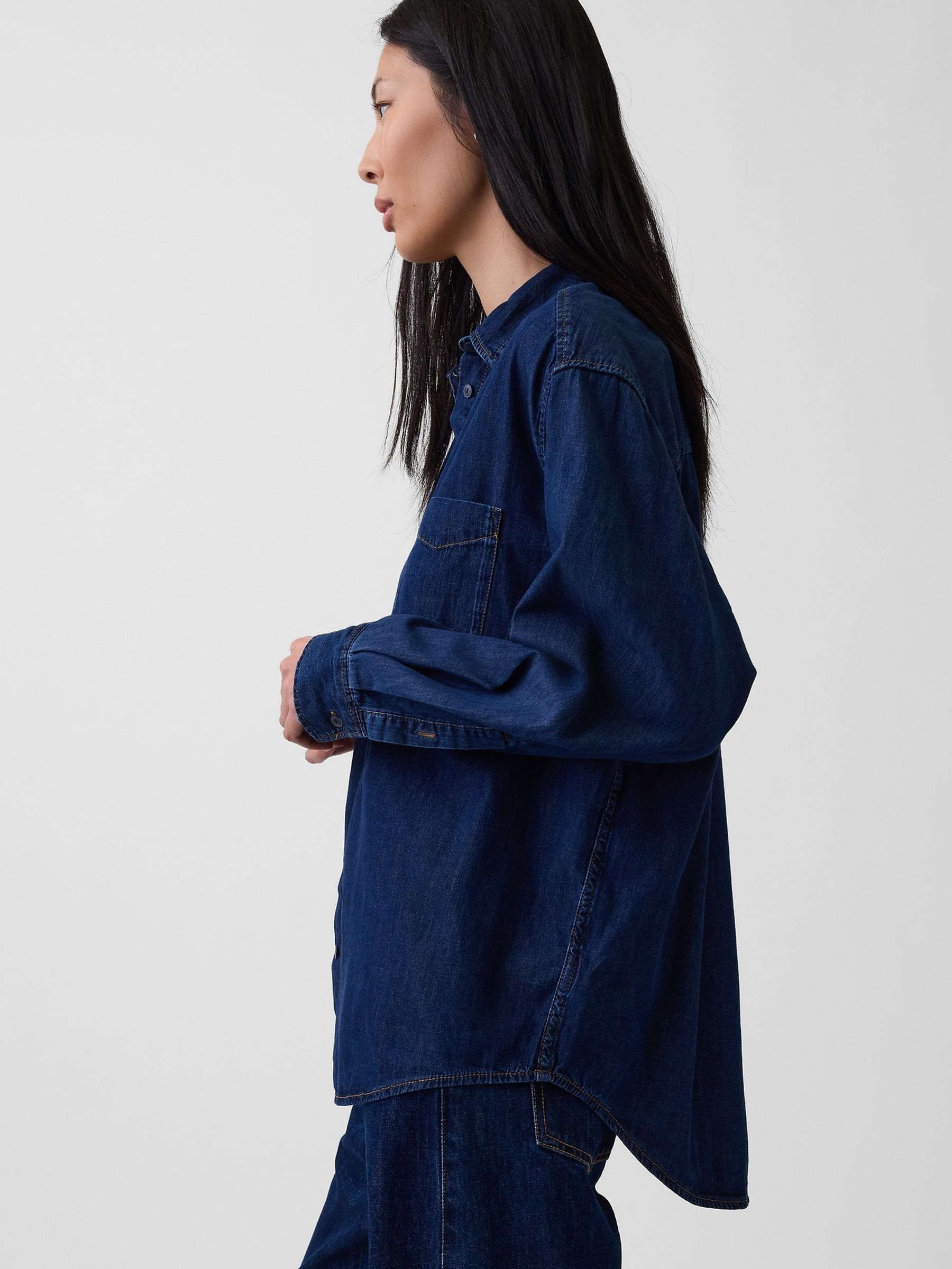 Dark Wash Denim Big Shirt - Image 3 of 4