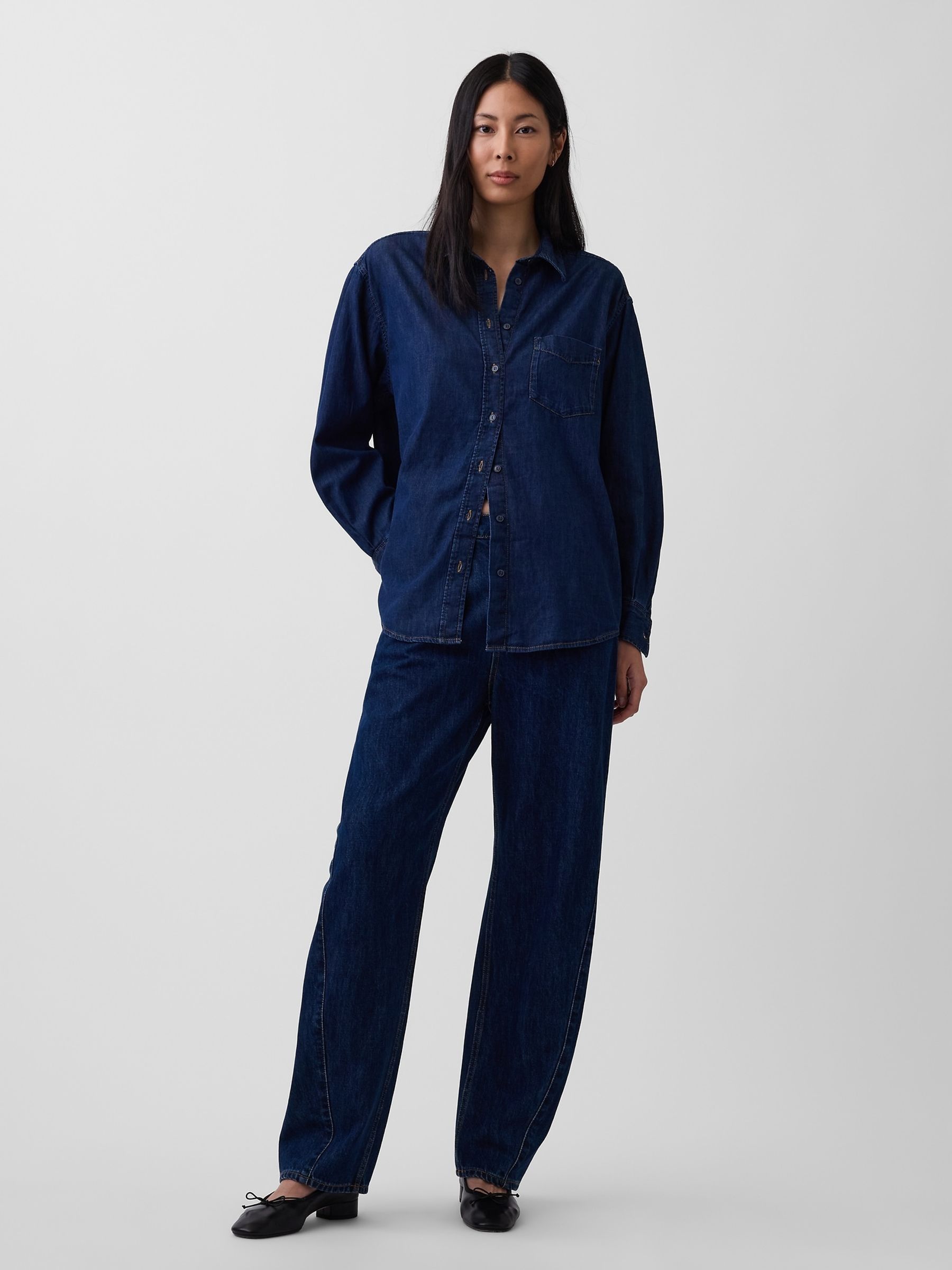 Dark Wash Denim Big Shirt - Image 4 of 4