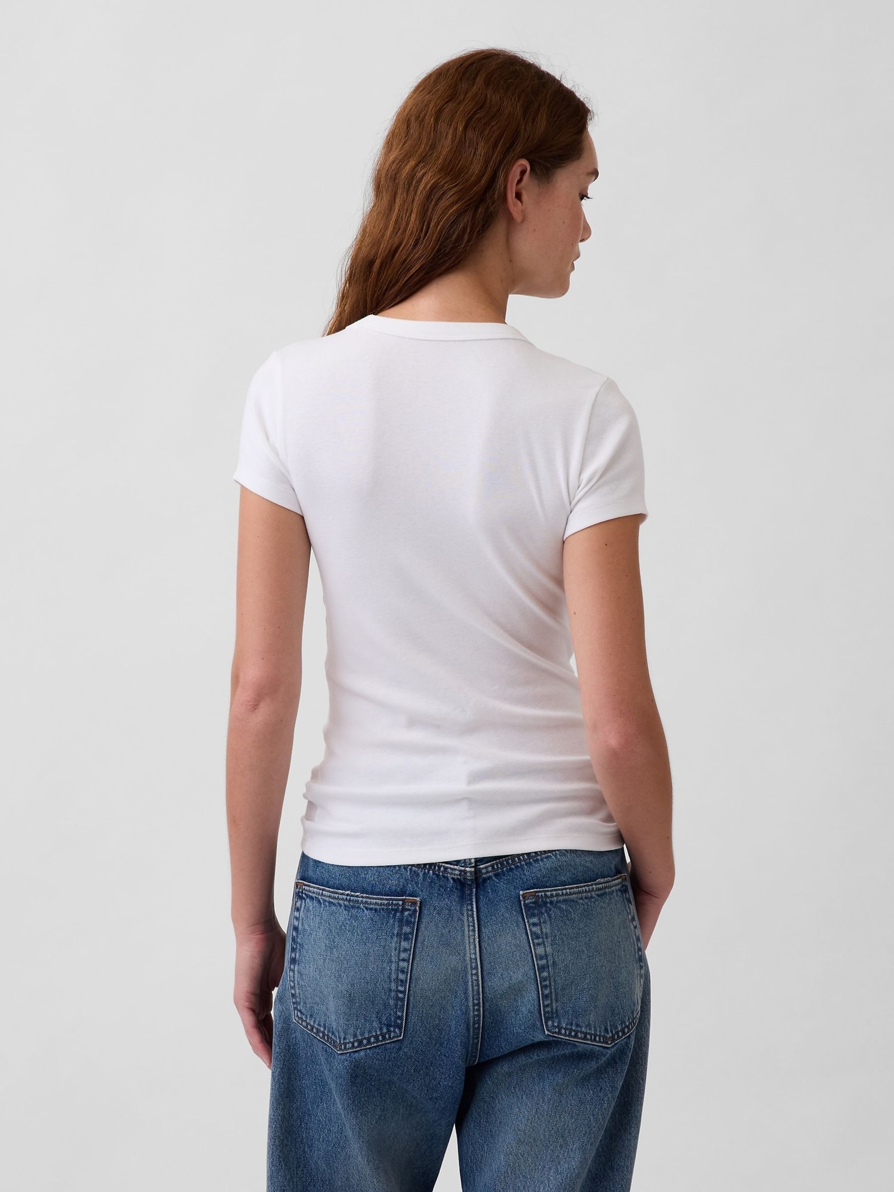 White Modern V-Neck Short T-Shirt - Image 2 of 4