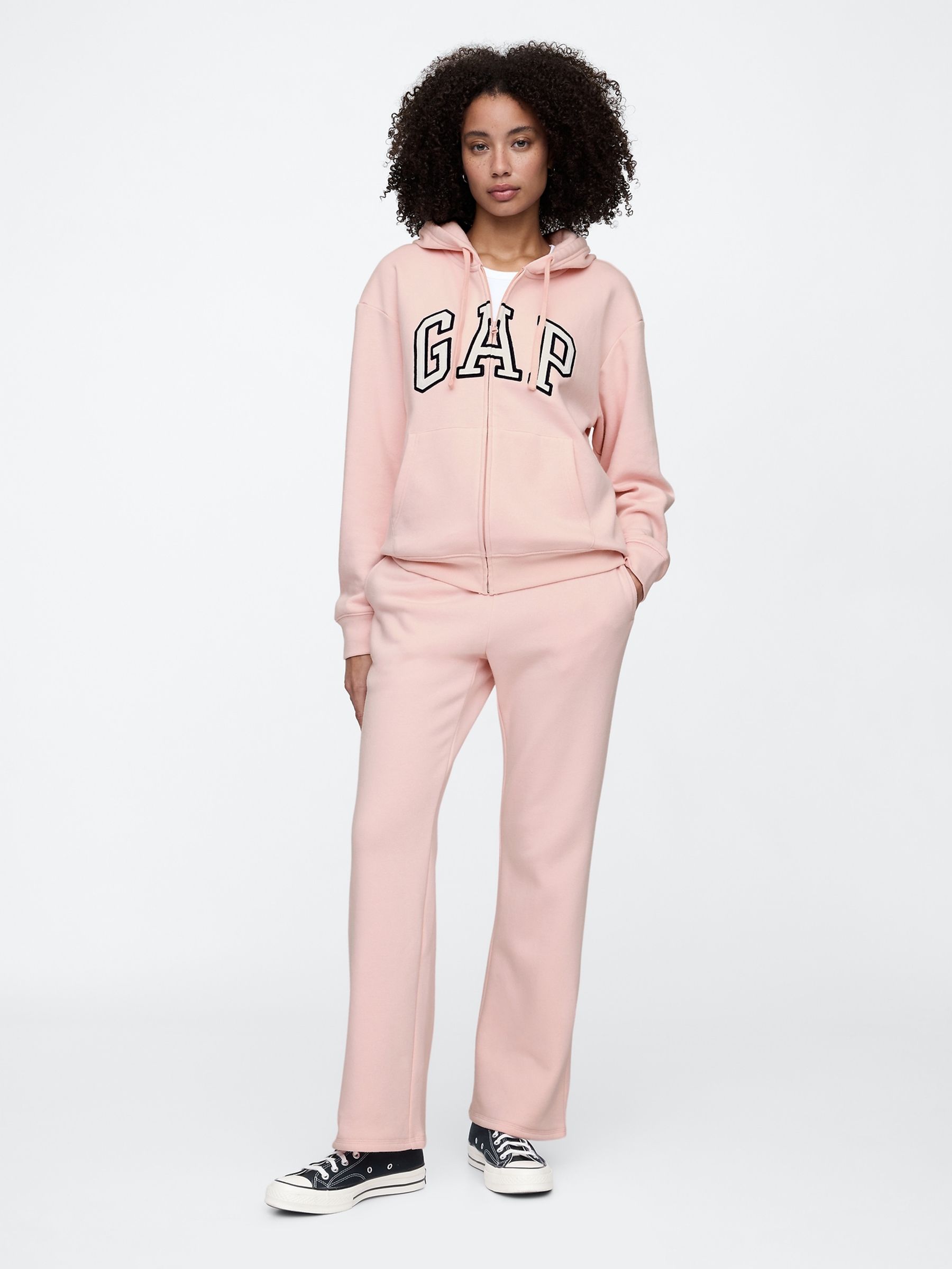 Blush Pink Relaxed Logo Zip-Up Hoodie - Image 3 of 5