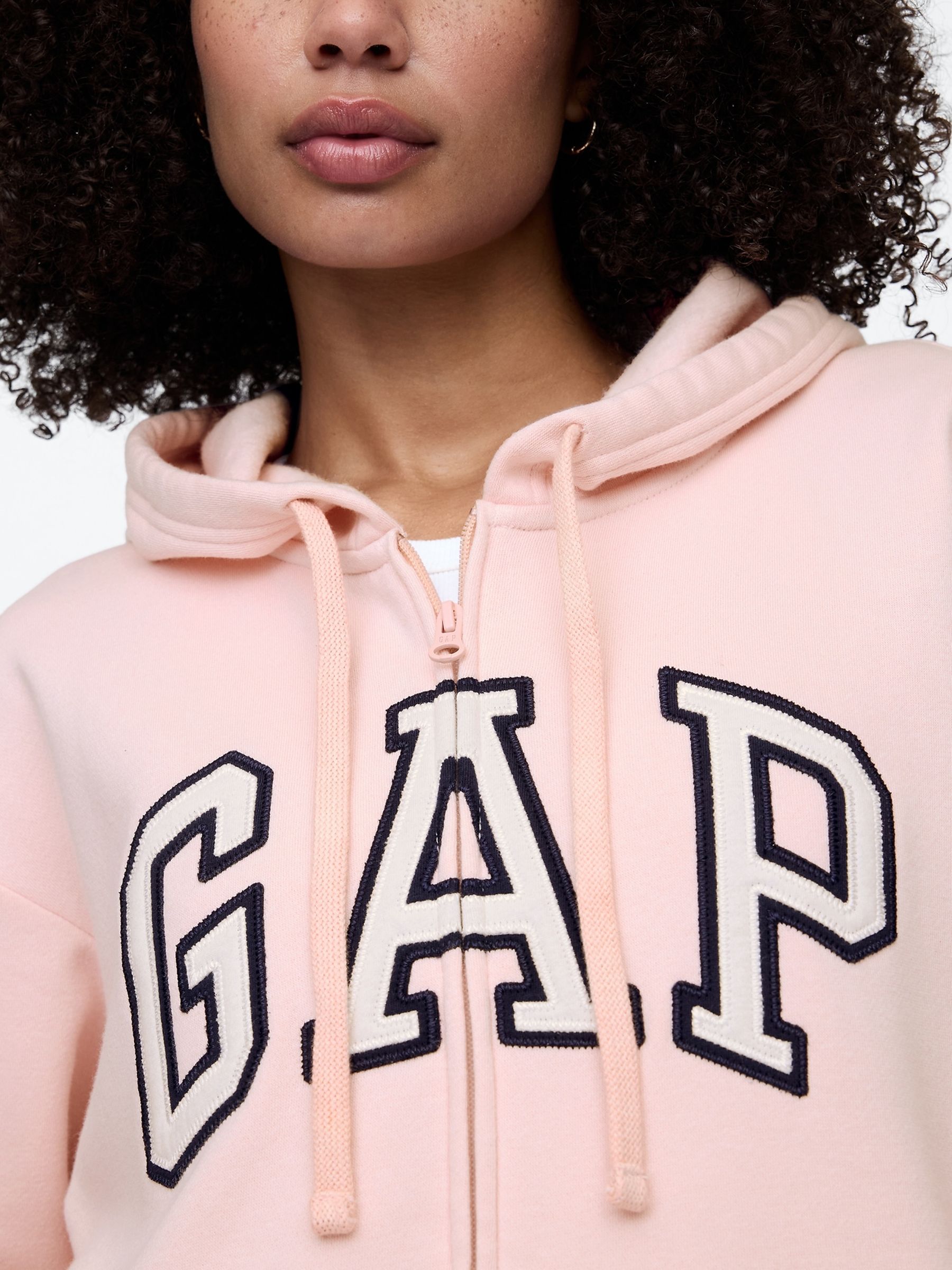 Blush Pink Relaxed Logo Zip-Up Hoodie - Image 4 of 5