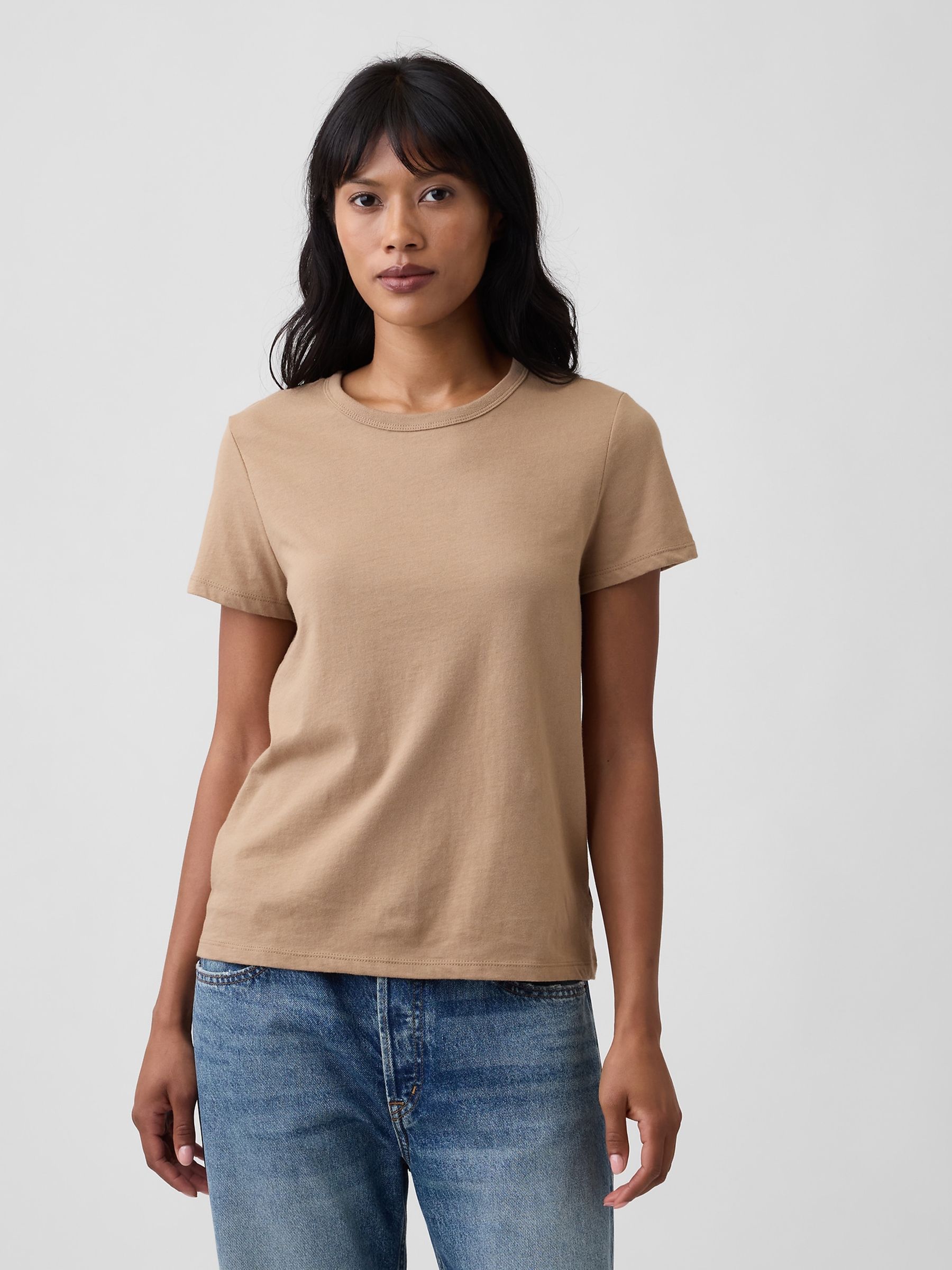 Light Brown Favourite Crew Neck Short Sleeve T-Shirt - Image 1 of 5
