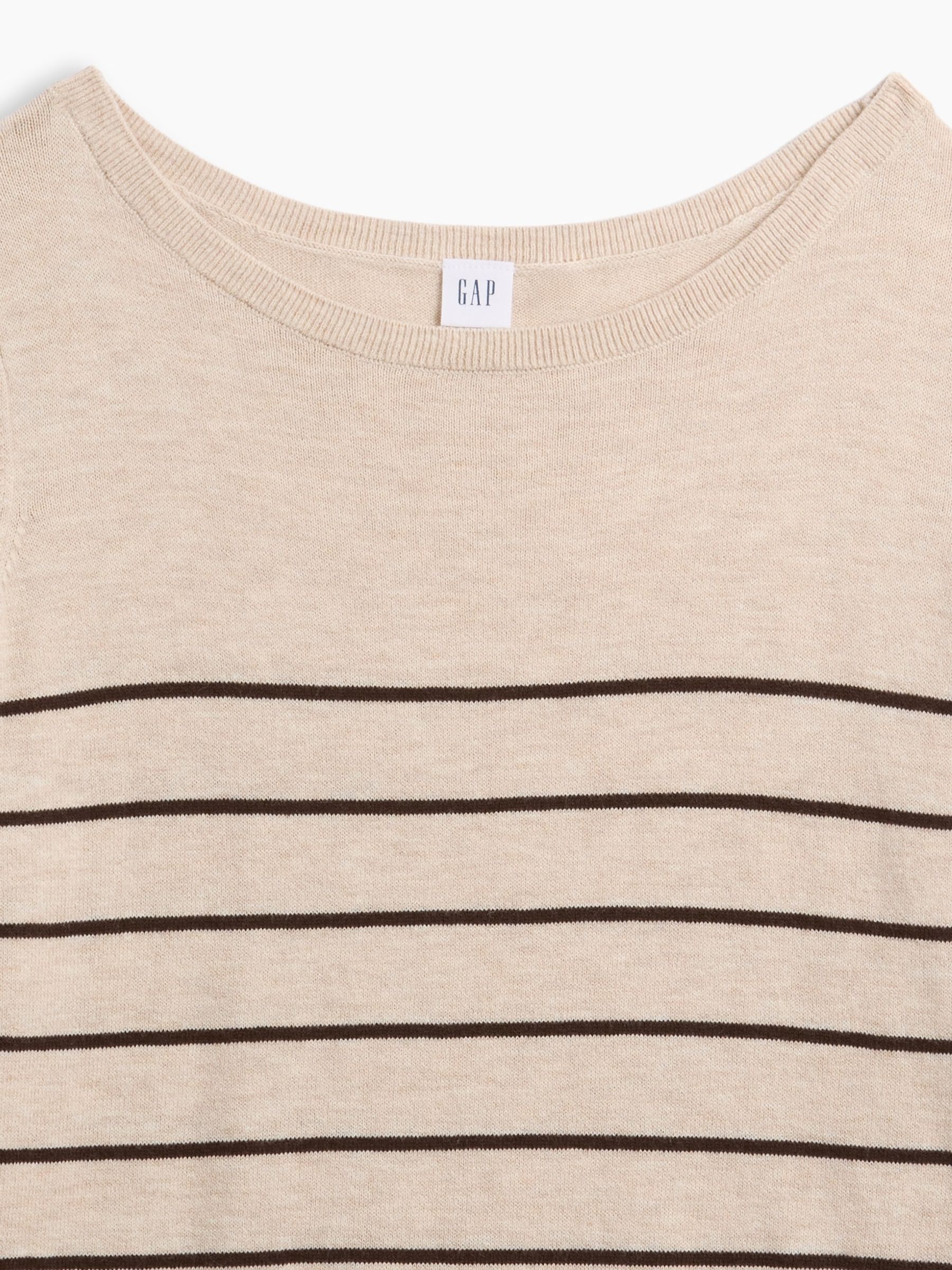 Beige Stripe Relaxed Jersey Boatneck Jumper - Image 5 of 5 Beige Stripe Relaxed Jersey Boatneck Jumper - Image 5 of 5