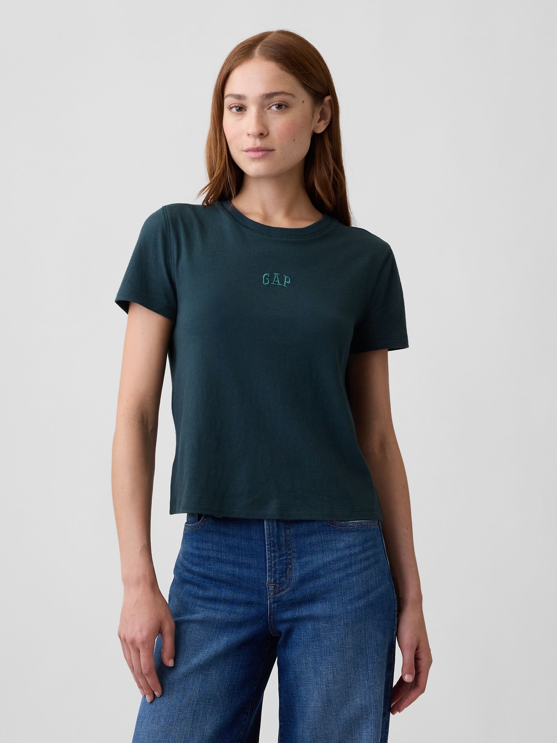 Dark Teal Authentic Shrunken Logo T-Shirt - Image 1 of 4