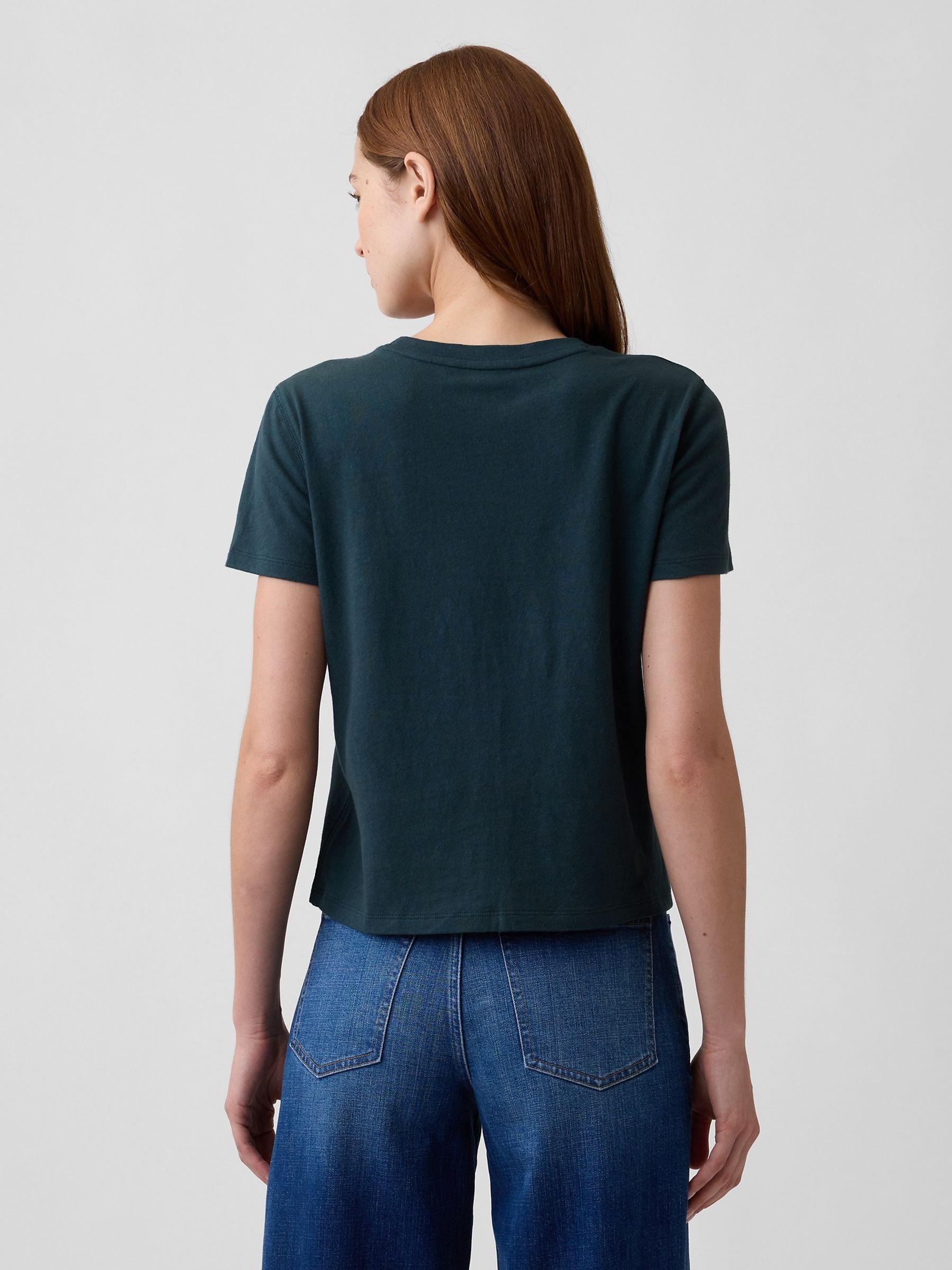 Dark Teal Authentic Shrunken Logo T-Shirt - Image 2 of 4