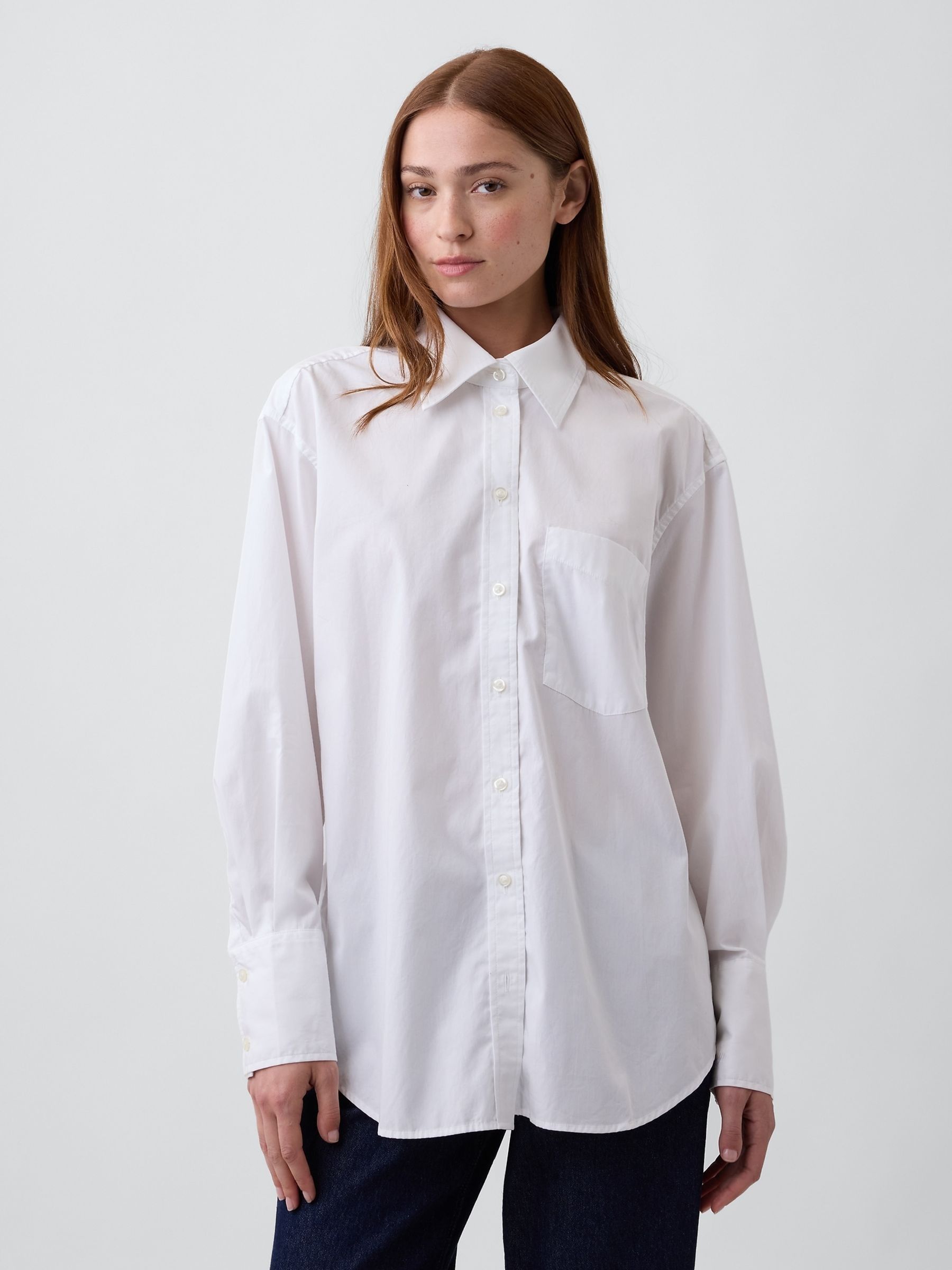 White Poplin Big Shirt - Image 1 of 4 White Poplin Big Shirt - Image 1 of 4