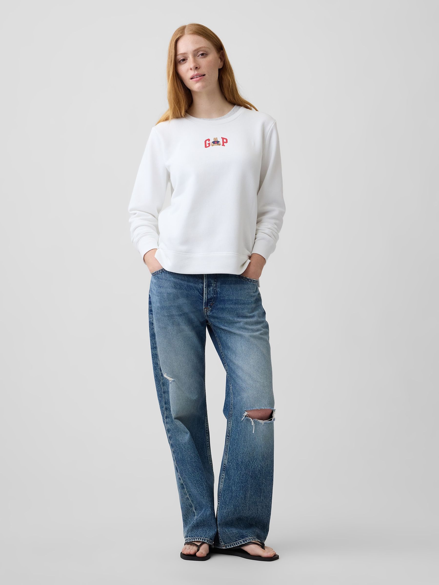 White Brannan Bear Relaxed Logo Sweatshirt - Image 4 of 5
