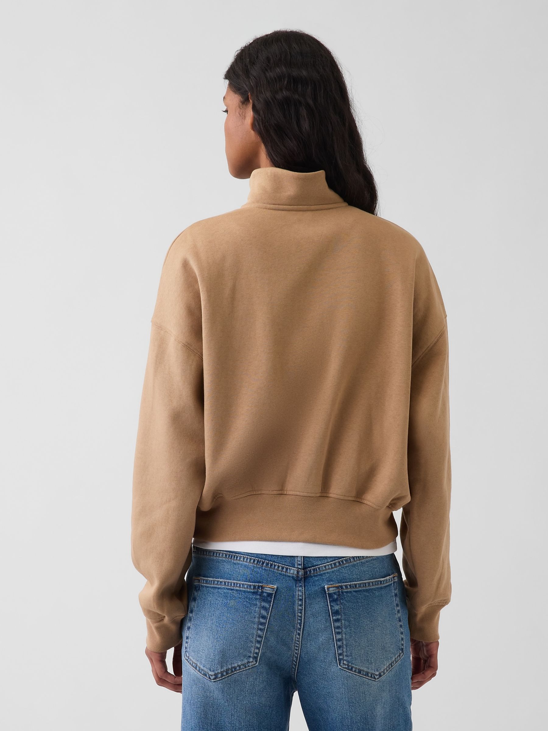 Beige VintageSoft Oversized Half-Zip Wedge Pullover - Image 2 of 4 Beige VintageSoft Oversized Half-Zip Wedge Pullover - Image 2 of 4