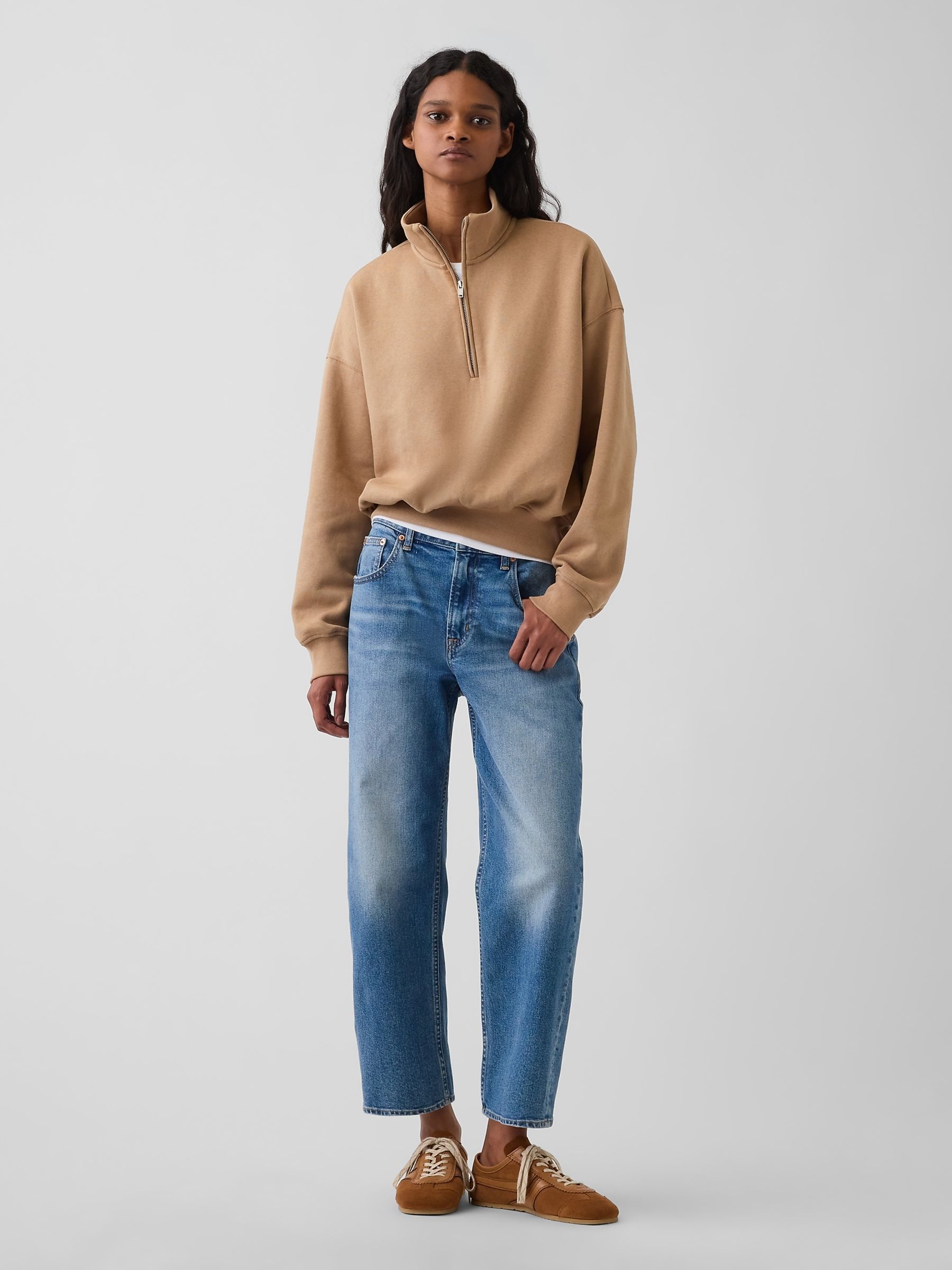Beige VintageSoft Oversized Half-Zip Wedge Pullover - Image 3 of 4
