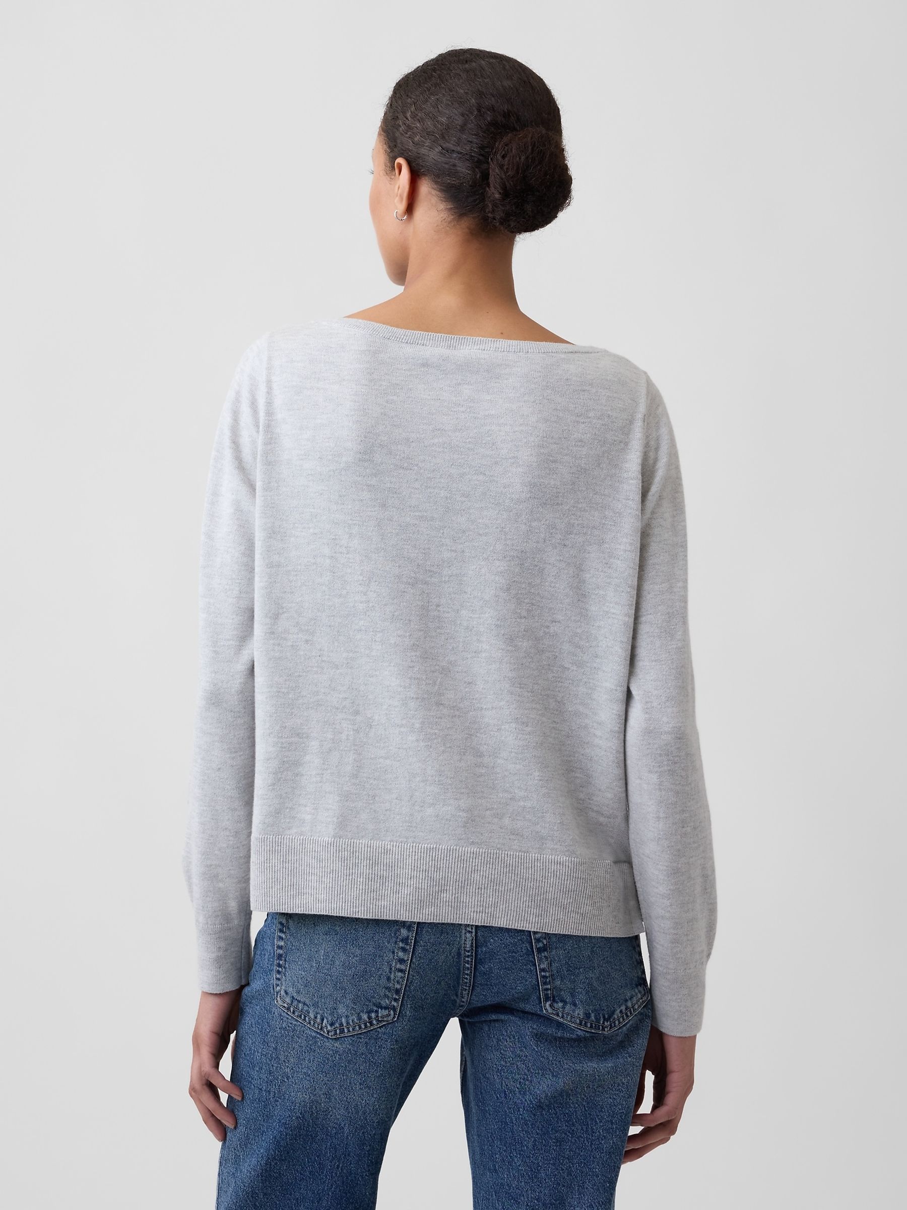 Grey Relaxed Jersey Boatneck Jumper - Image 2 of 5