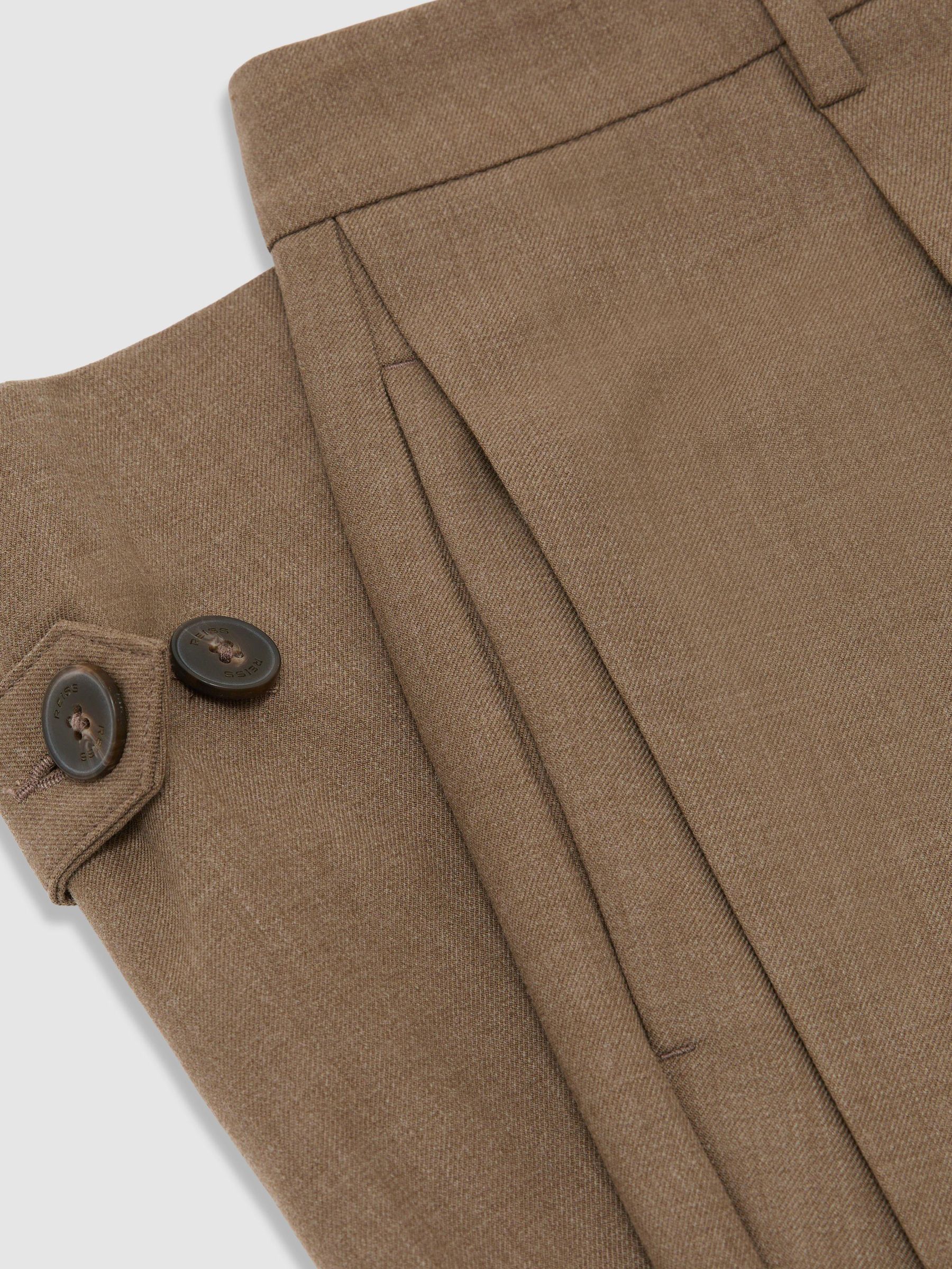 Regular Barrel-Leg Button-Tab Pleated Trousers in Khaki Green - Image 7 of 7