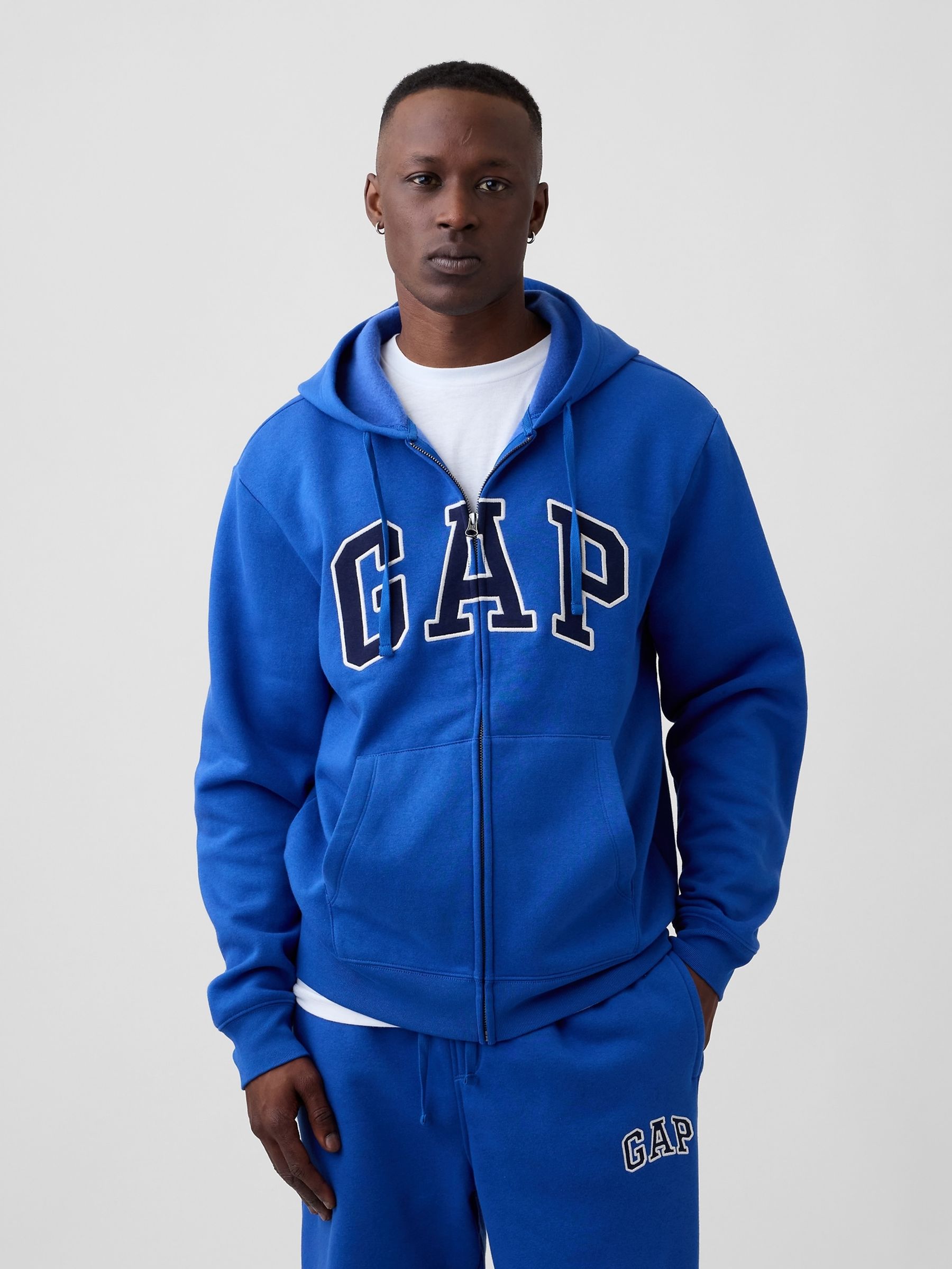Bright Blue Relaxed Logo Zip-Up Hoodie - Image 1 of 4