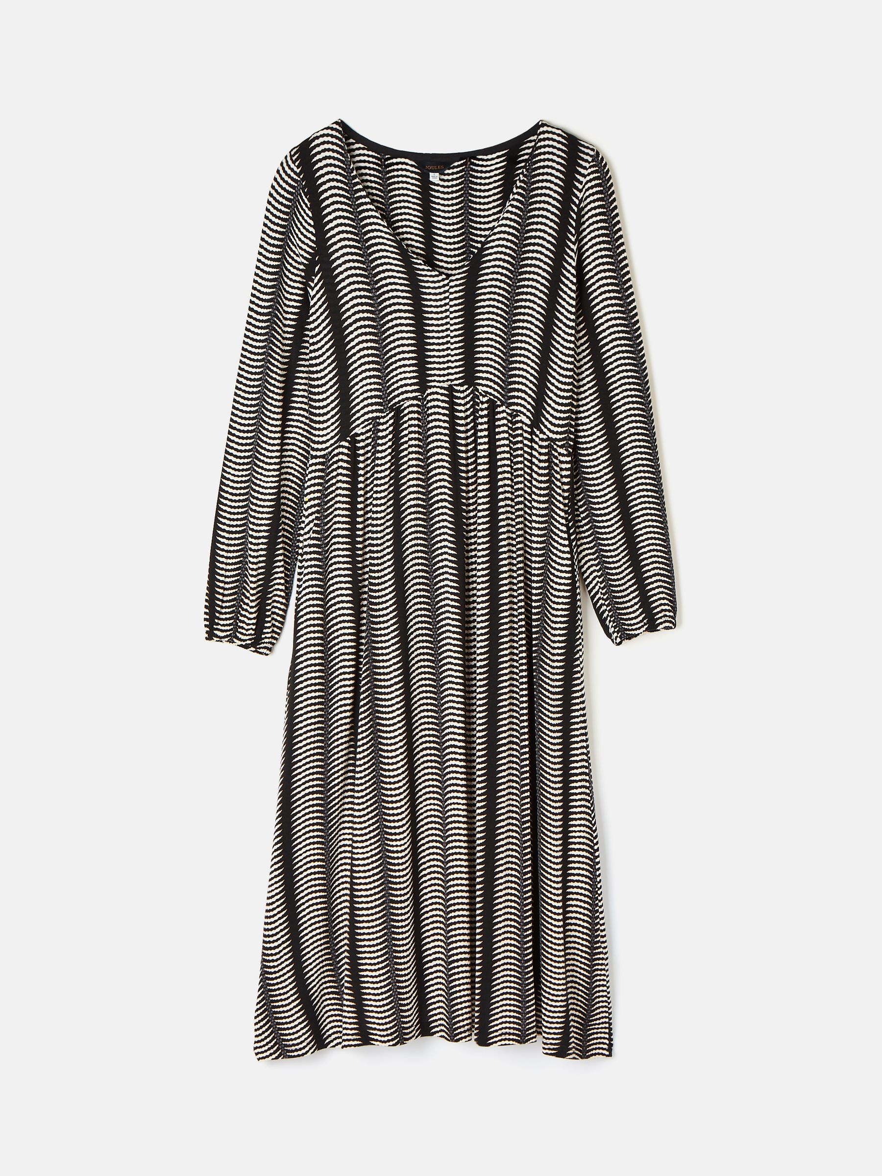 Nia Black & Tan V-Neck Long Sleeve Midaxi Dress - Image 6 of 6