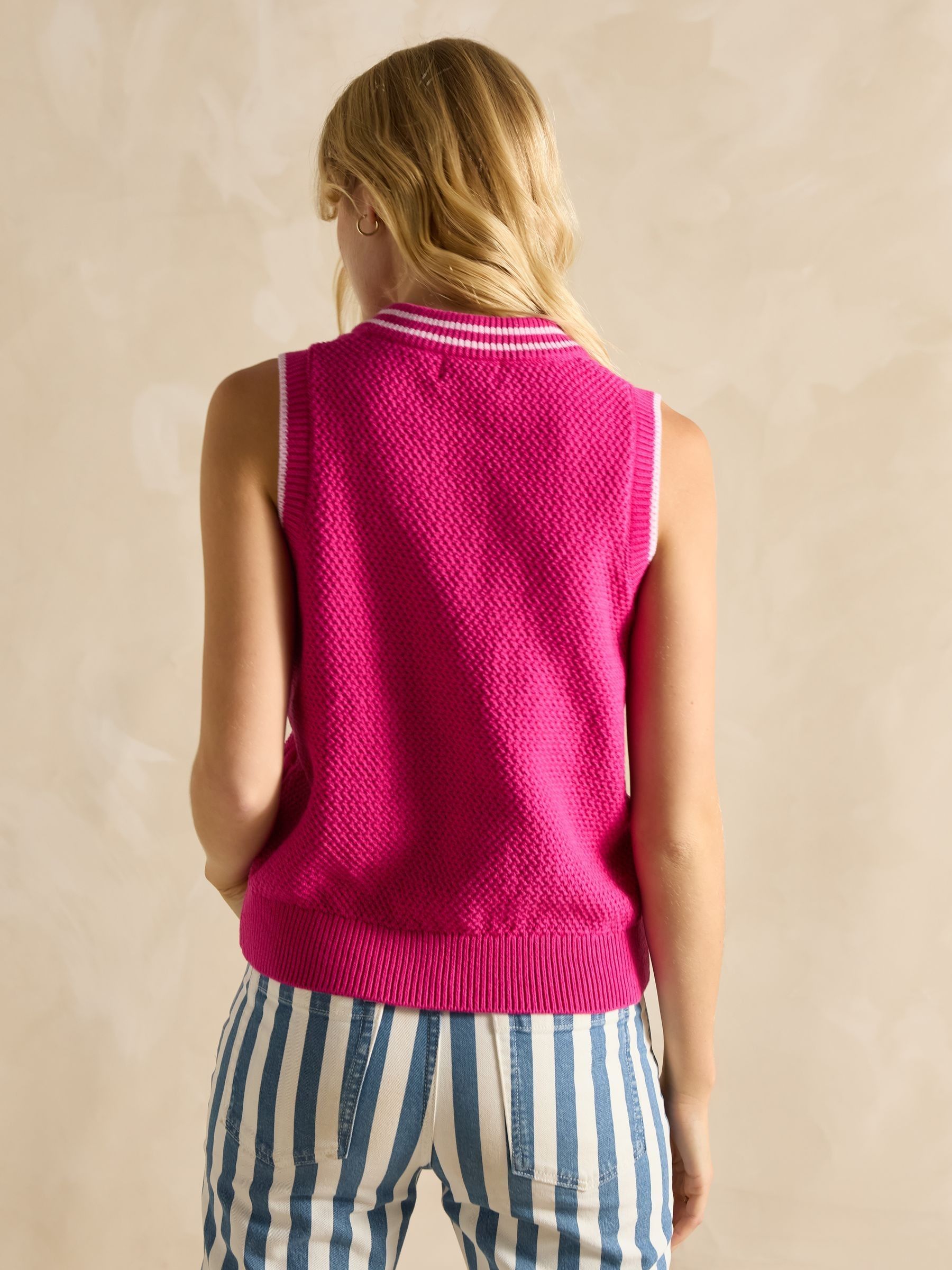 Deuce Pink Cable Knitted Cotton Vest - Image 2 of 9
