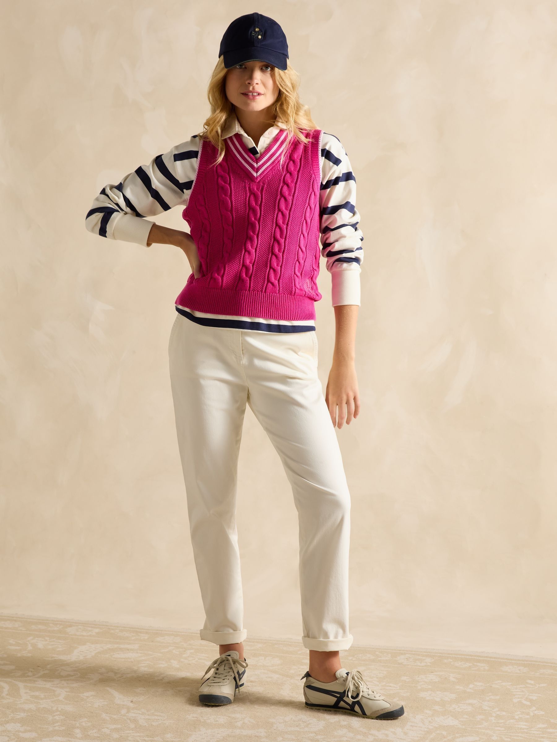 Deuce Pink Cable Knitted Cotton Vest - Image 7 of 9