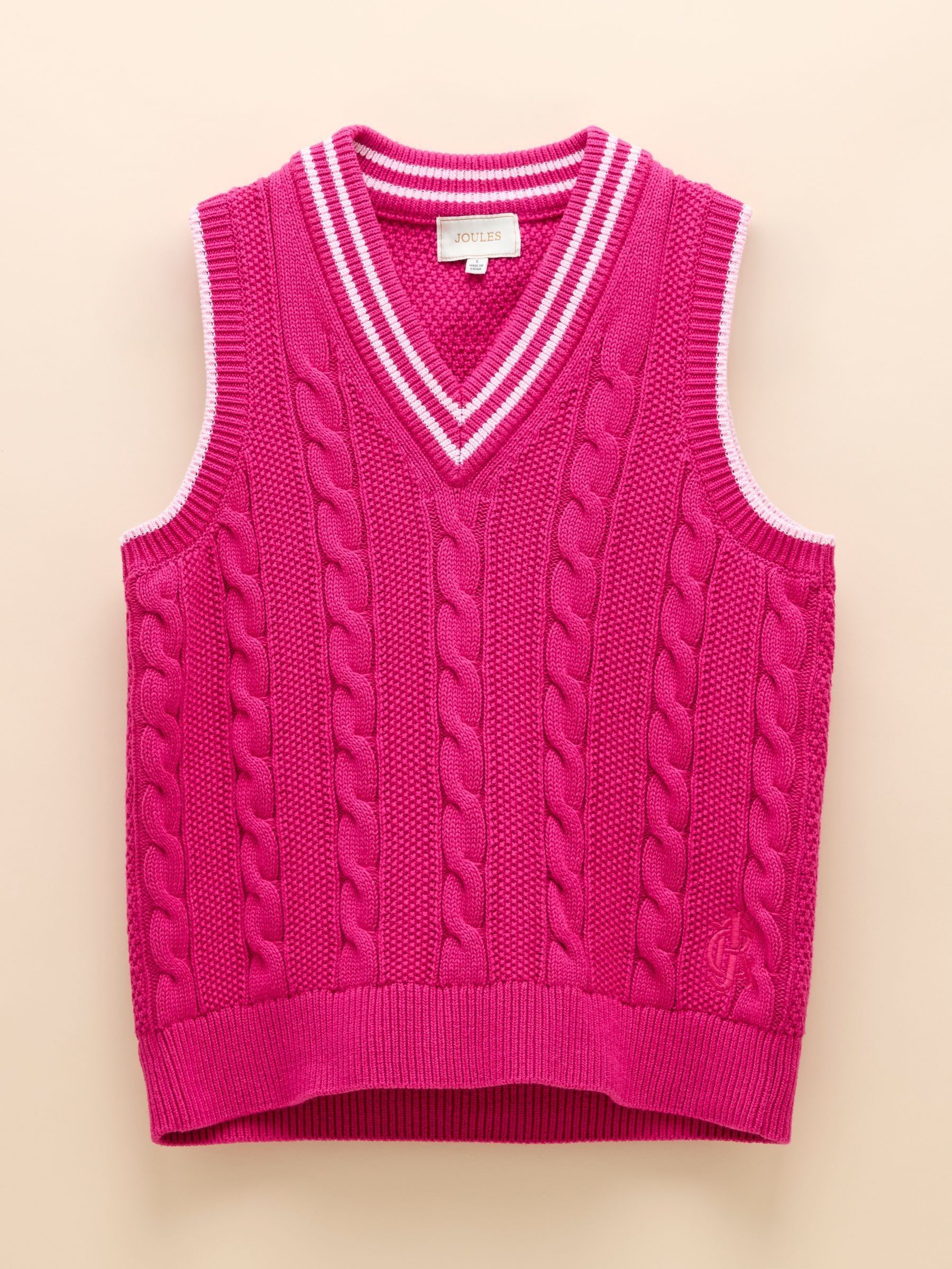 Deuce Pink Cable Knitted Cotton Vest - Image 9 of 9